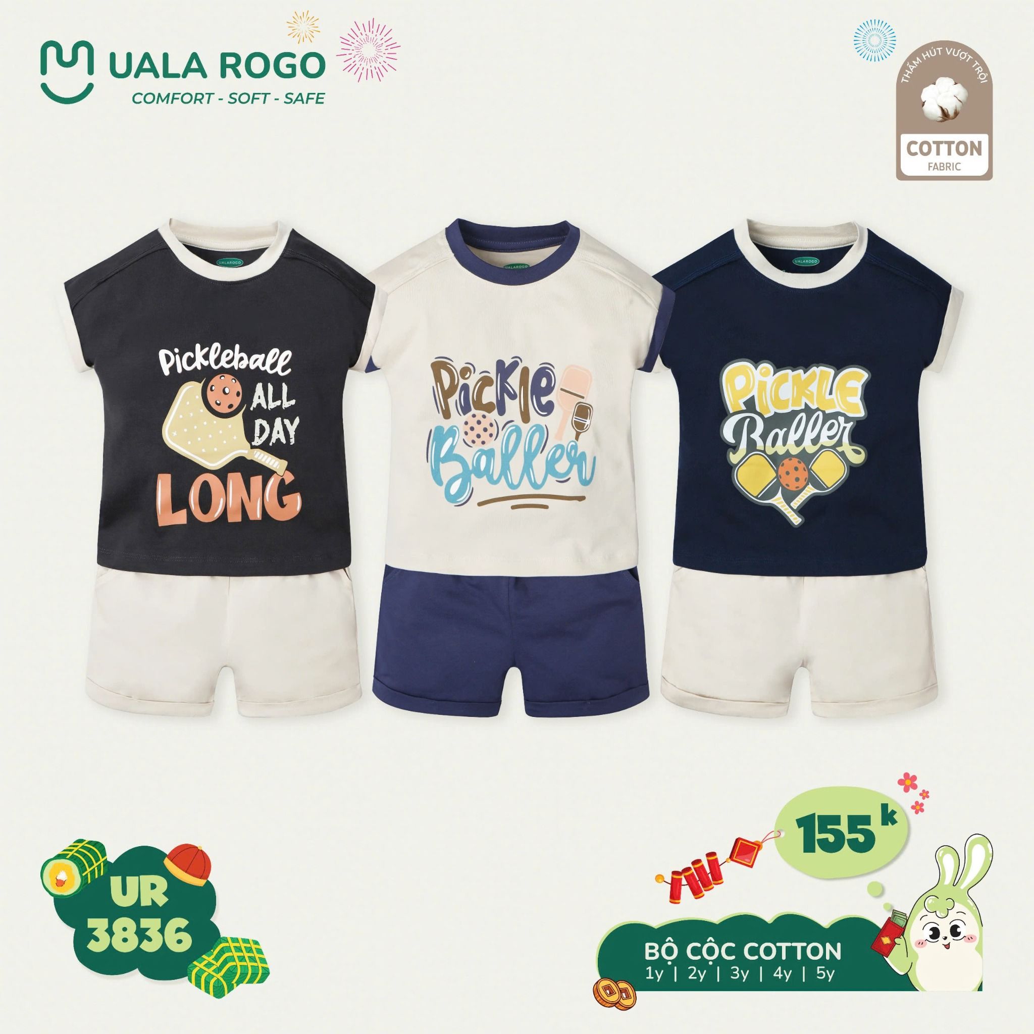 Bộ Cộc Tay Coton Cho Bé UR 3836