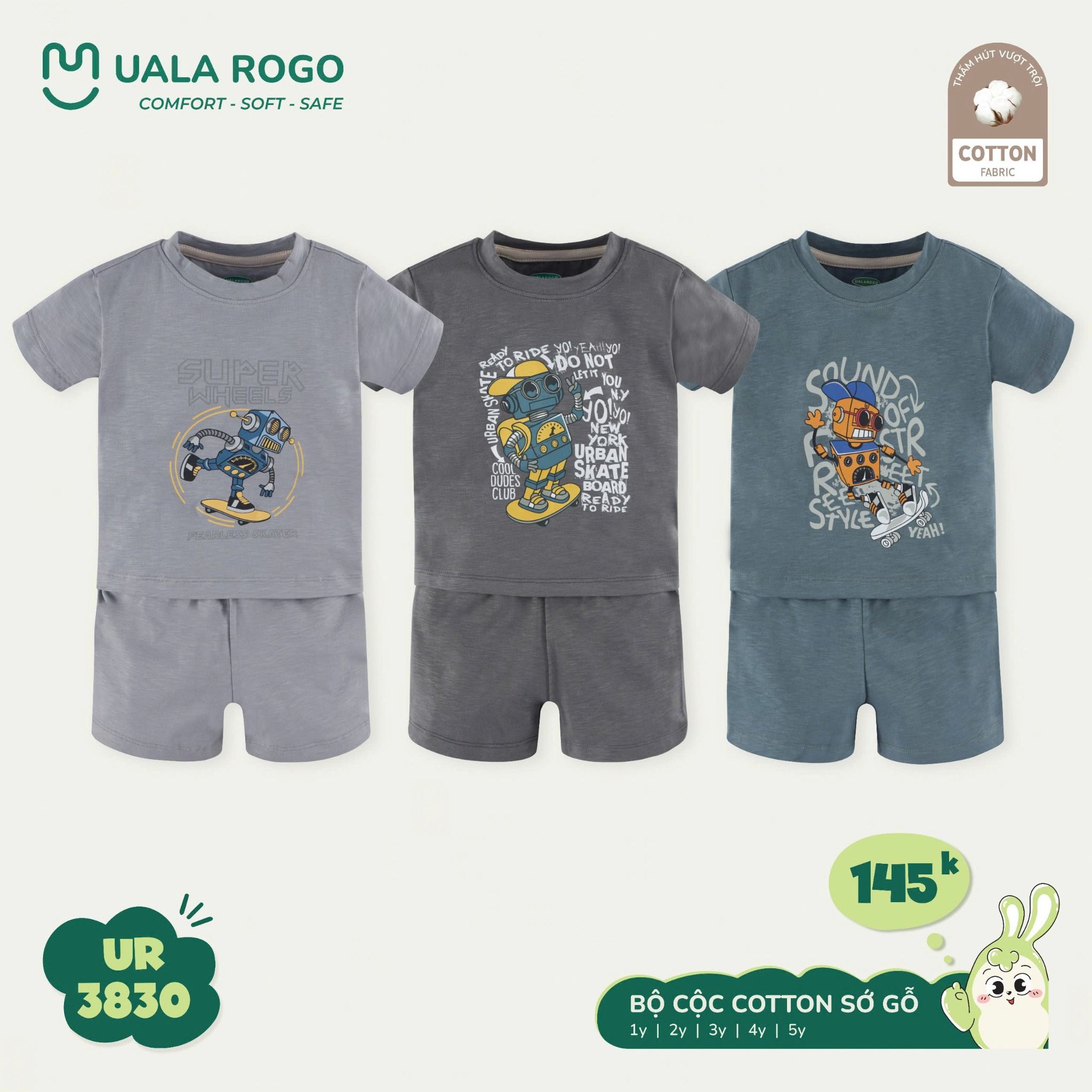Bộ Cộc Tay Cho Bé Cotton UR 3830