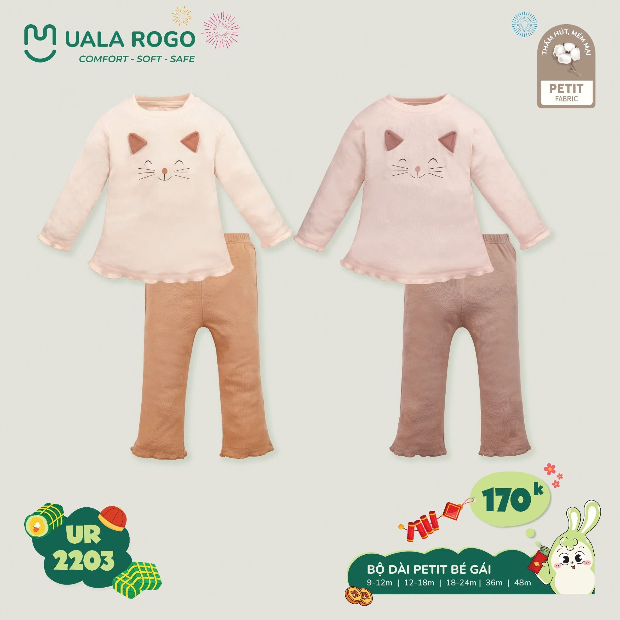 Bộ Dài Tay Cho Bé Gái UR 2203