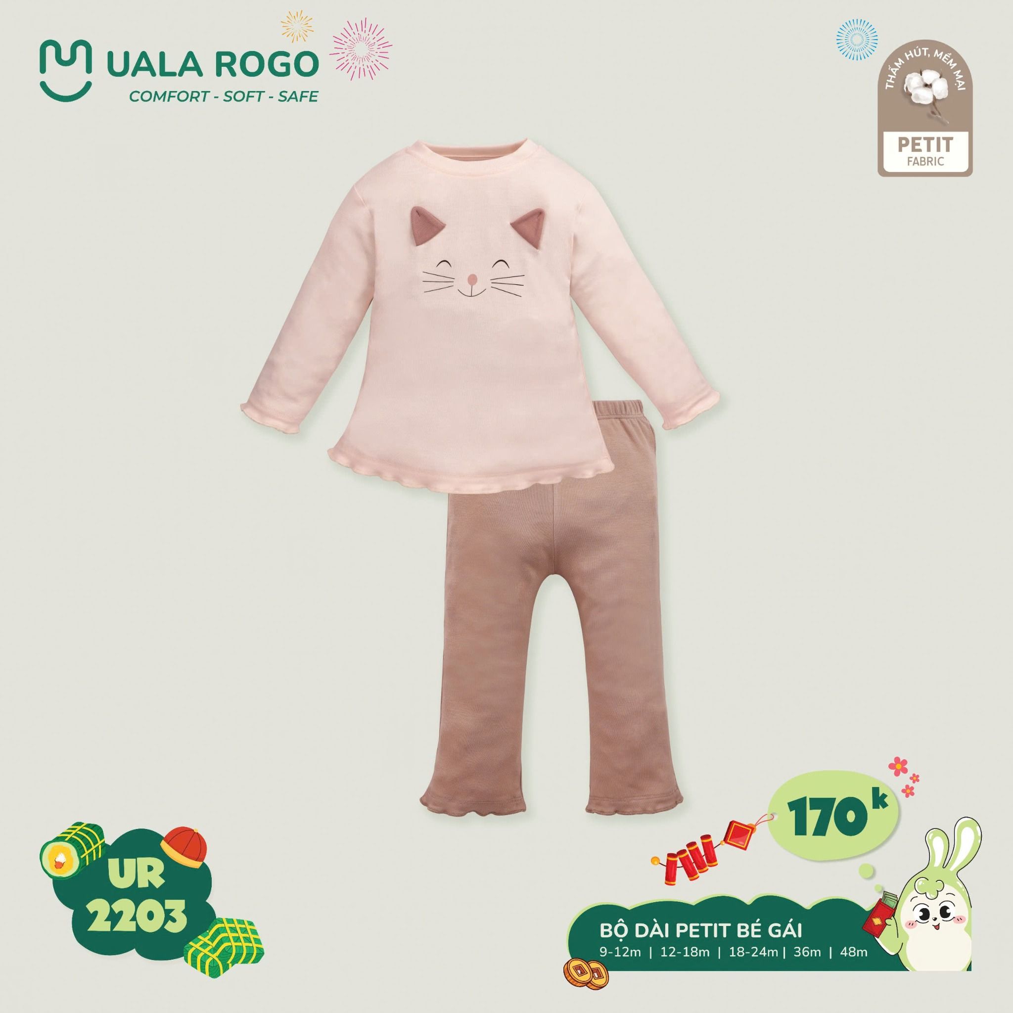 Bộ Dài Tay Cho Bé Gái UR 2203