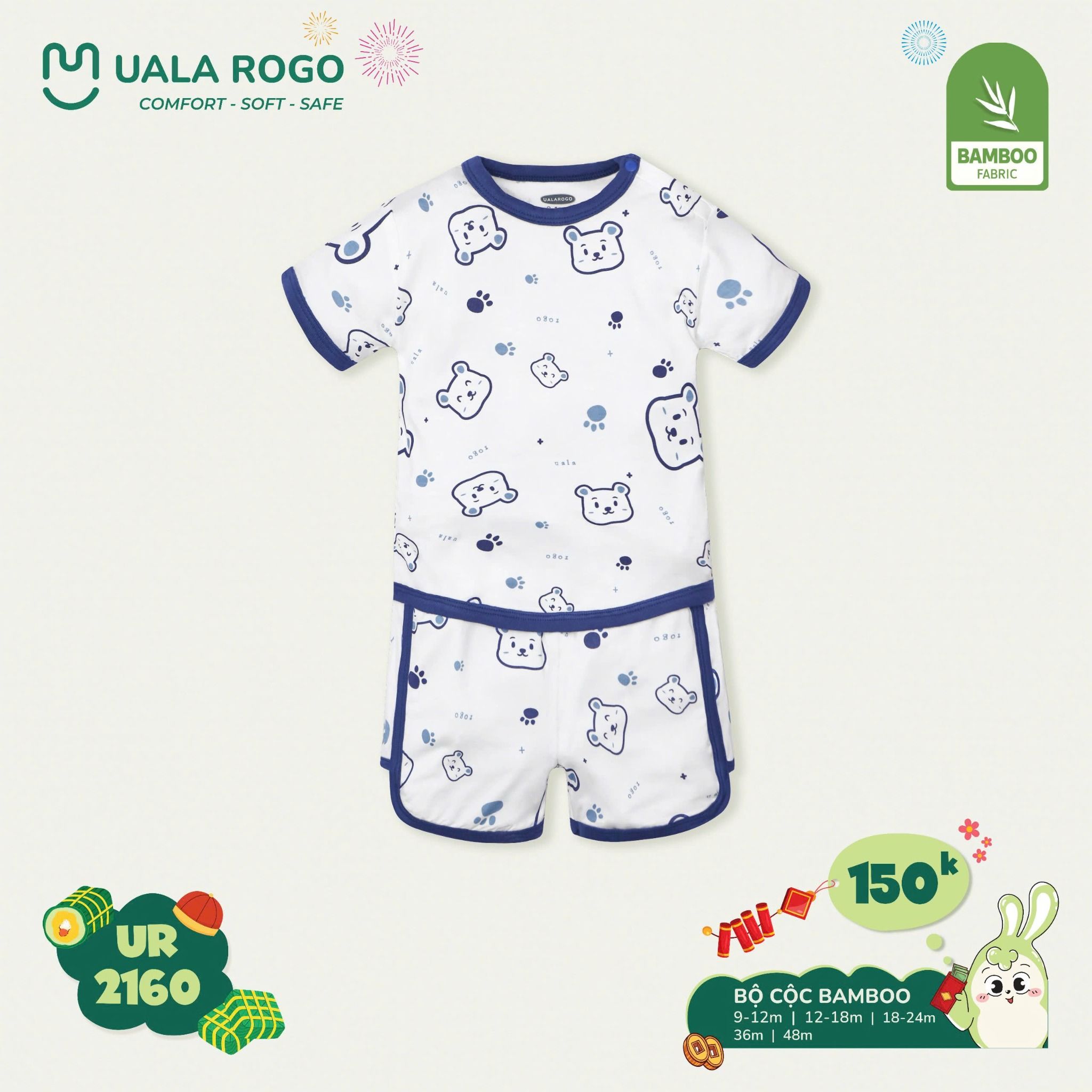 Bộ Cộc Tay Bamboo Cho Bé UR 2160