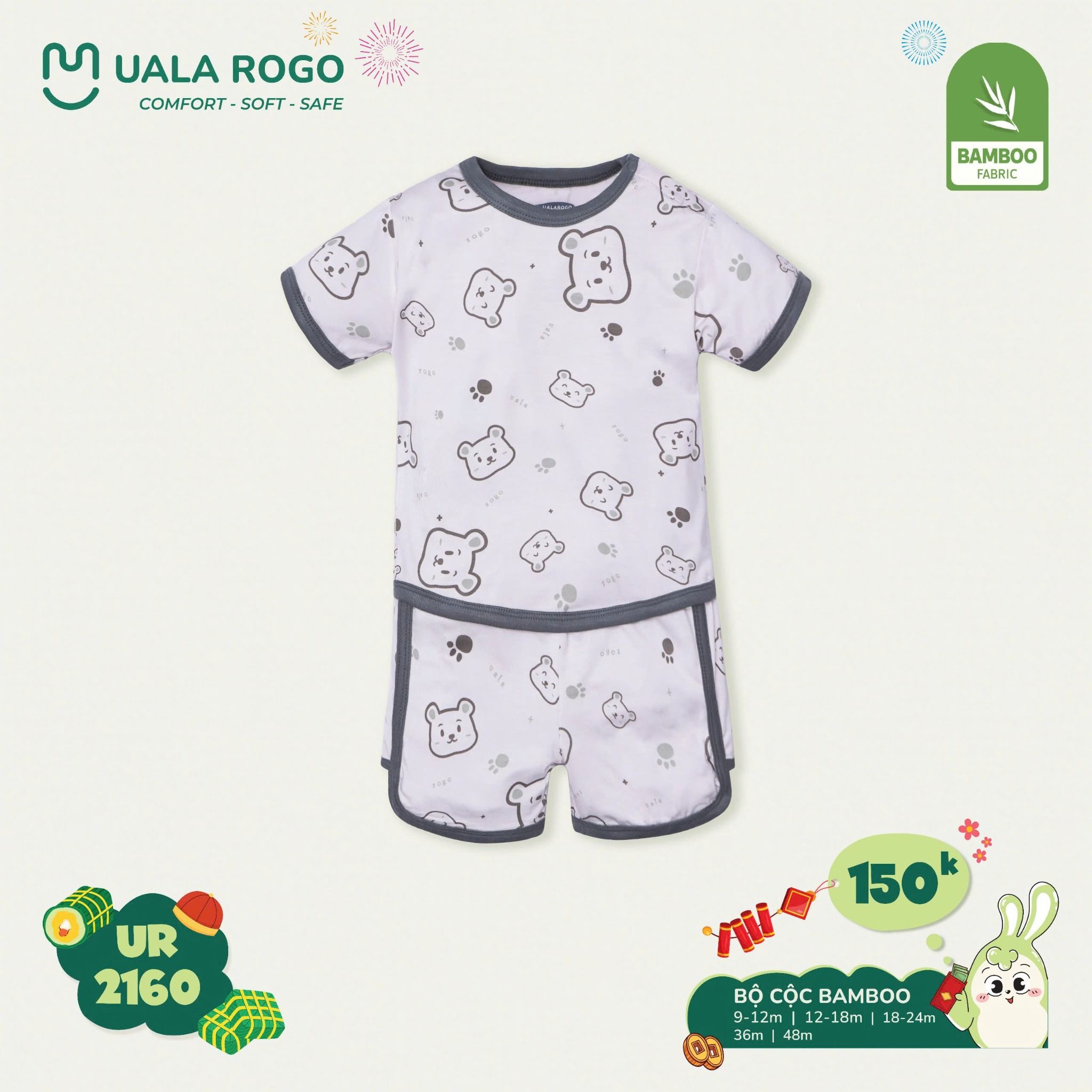 Bộ Cộc Tay Bamboo Cho Bé UR 2160