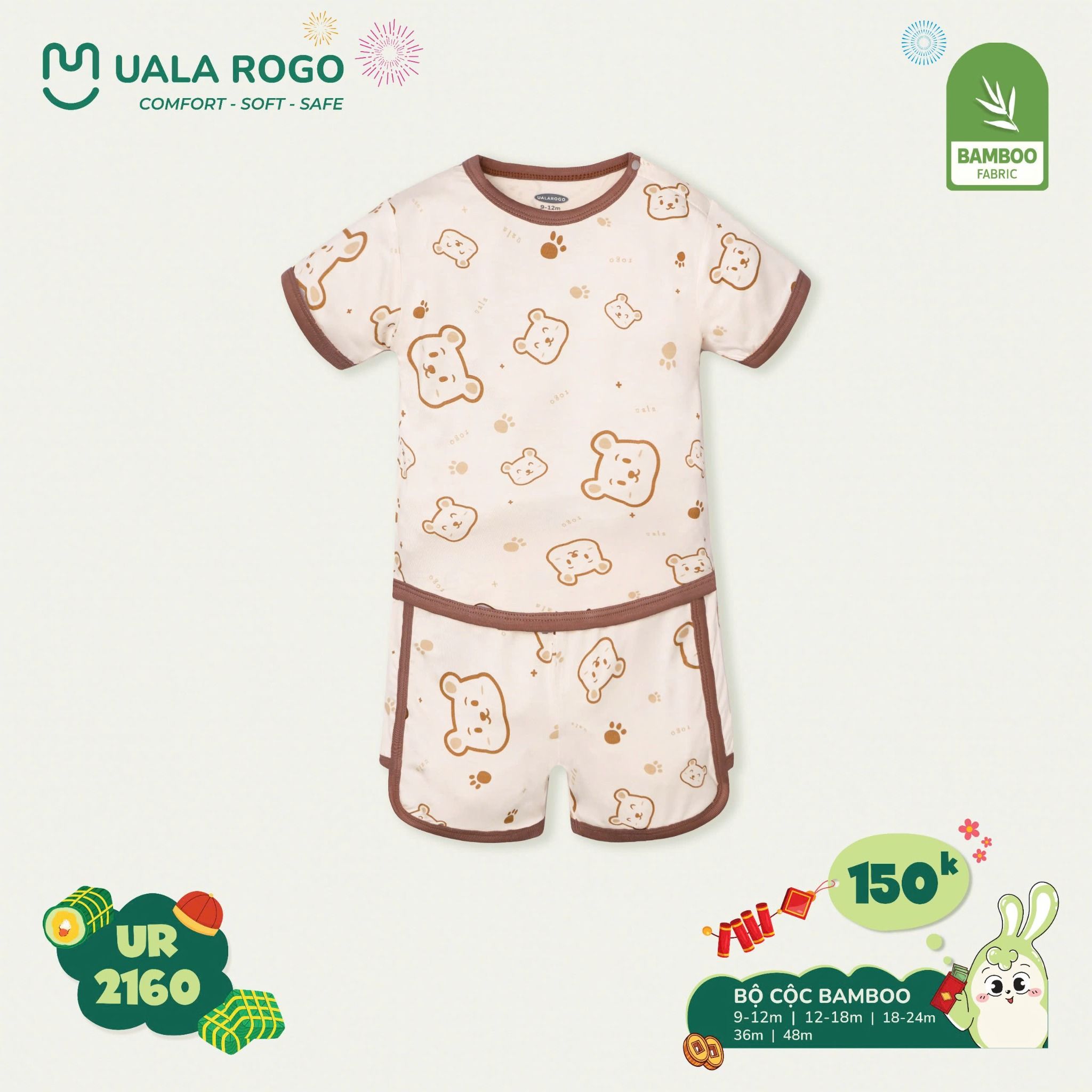 Bộ Cộc Tay Bamboo Cho Bé UR 2160
