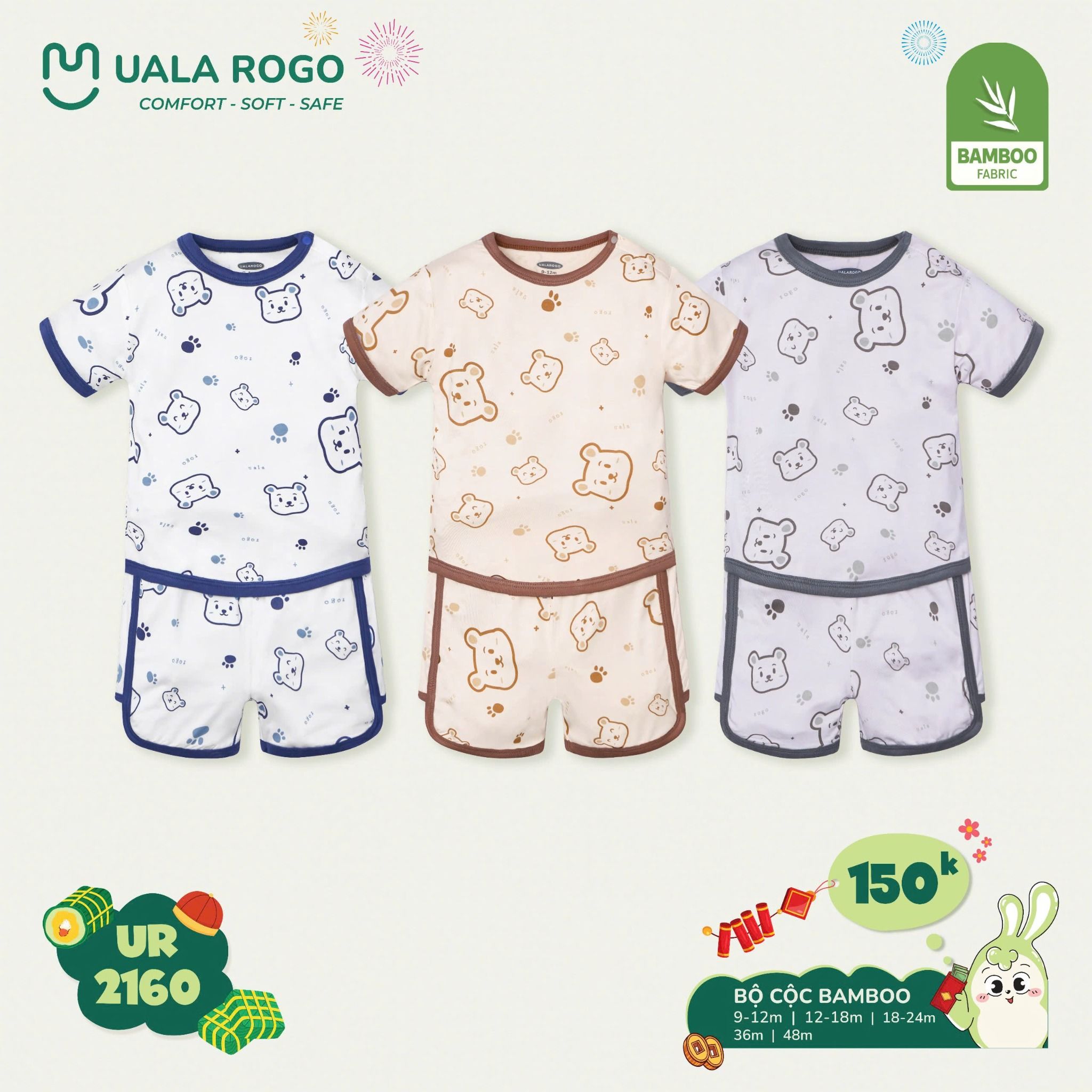 Bộ Cộc Tay Bamboo Cho Bé UR 2160