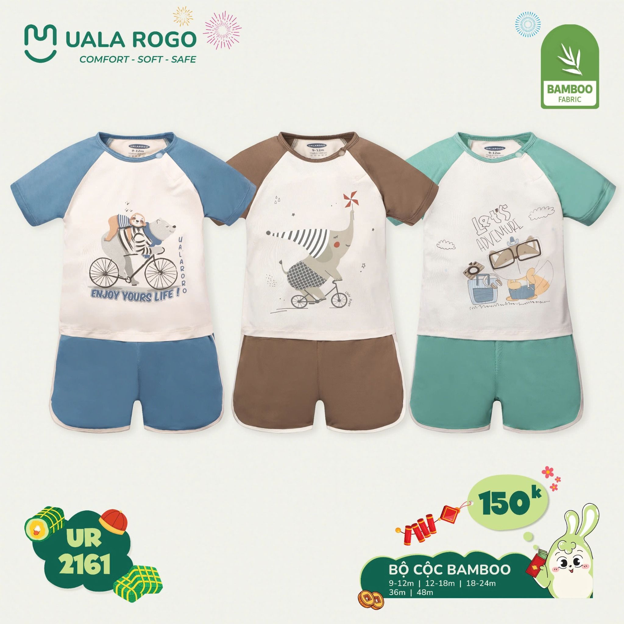 Bộ Cộc Tay Bamboo Cho Bé UR 2161
