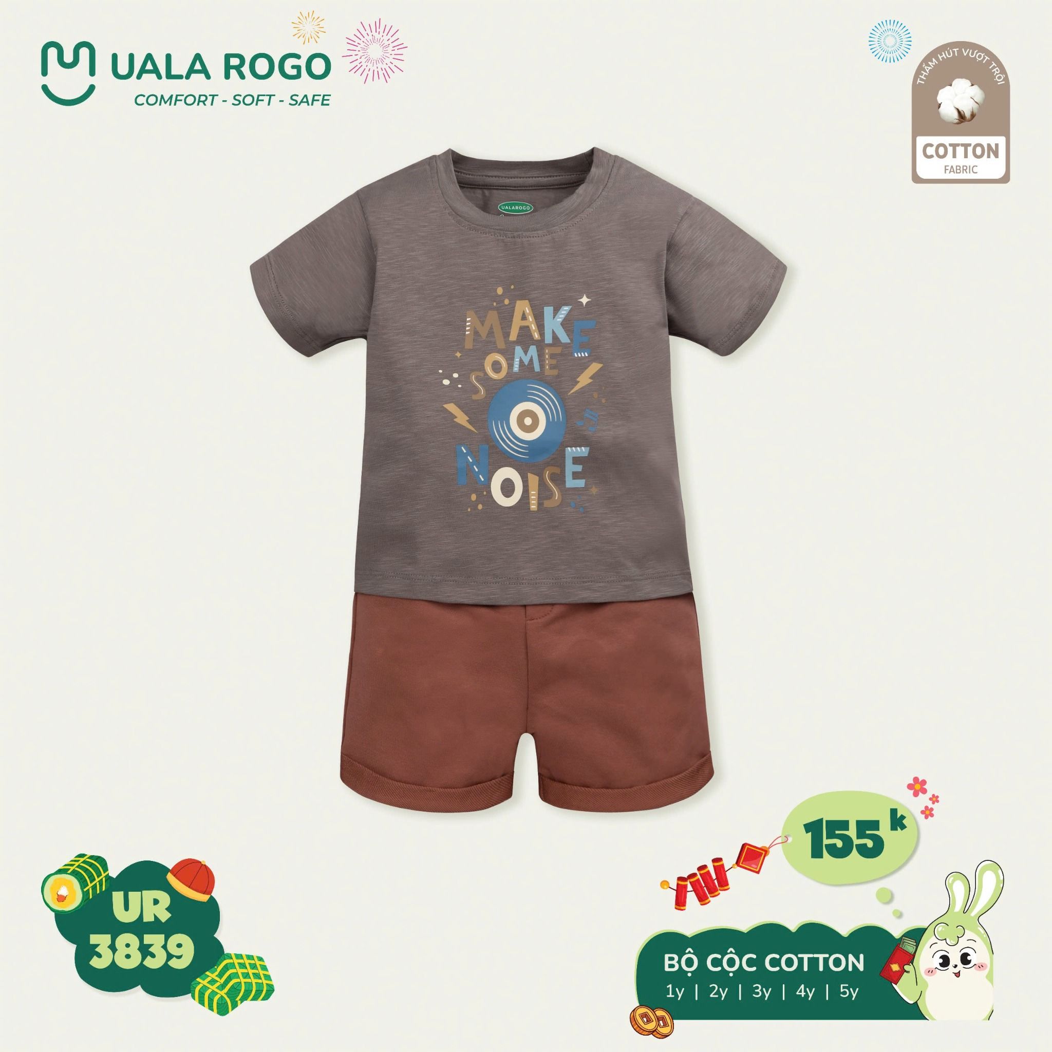 Bộ Cộc Tay Cotton Cho Bé UR 3839