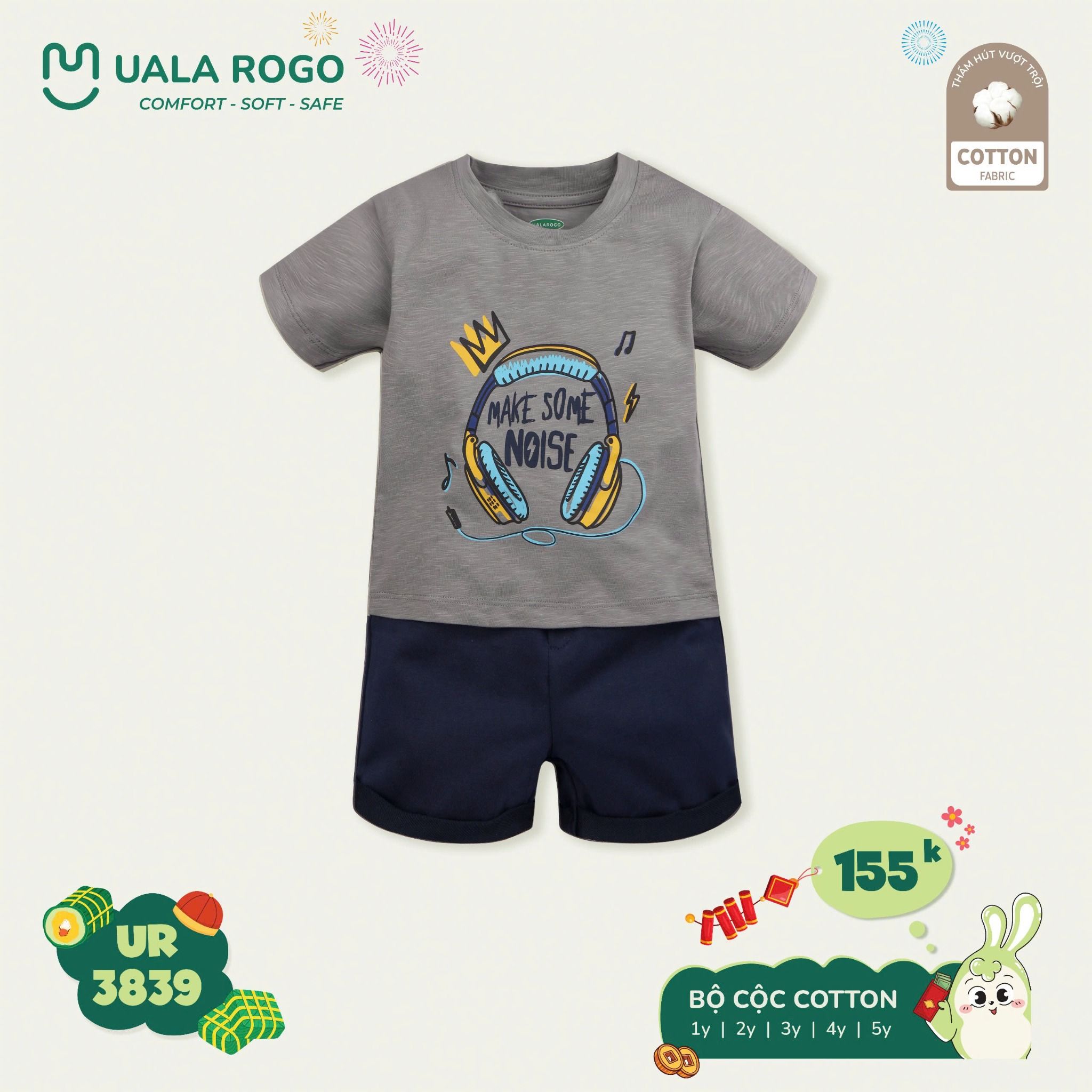 Bộ Cộc Tay Cotton Cho Bé UR 3839