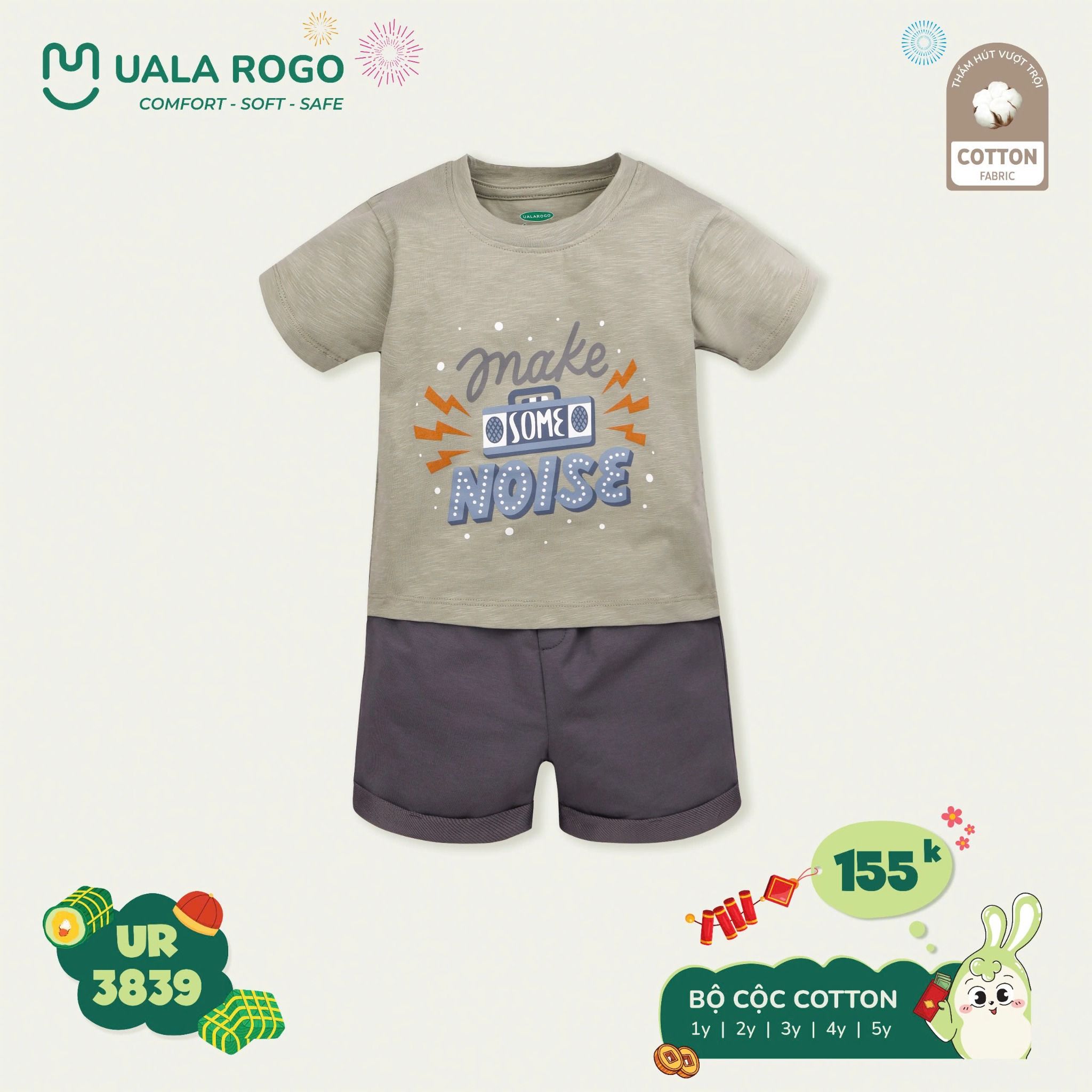 Bộ Cộc Tay Cotton Cho Bé UR 3839