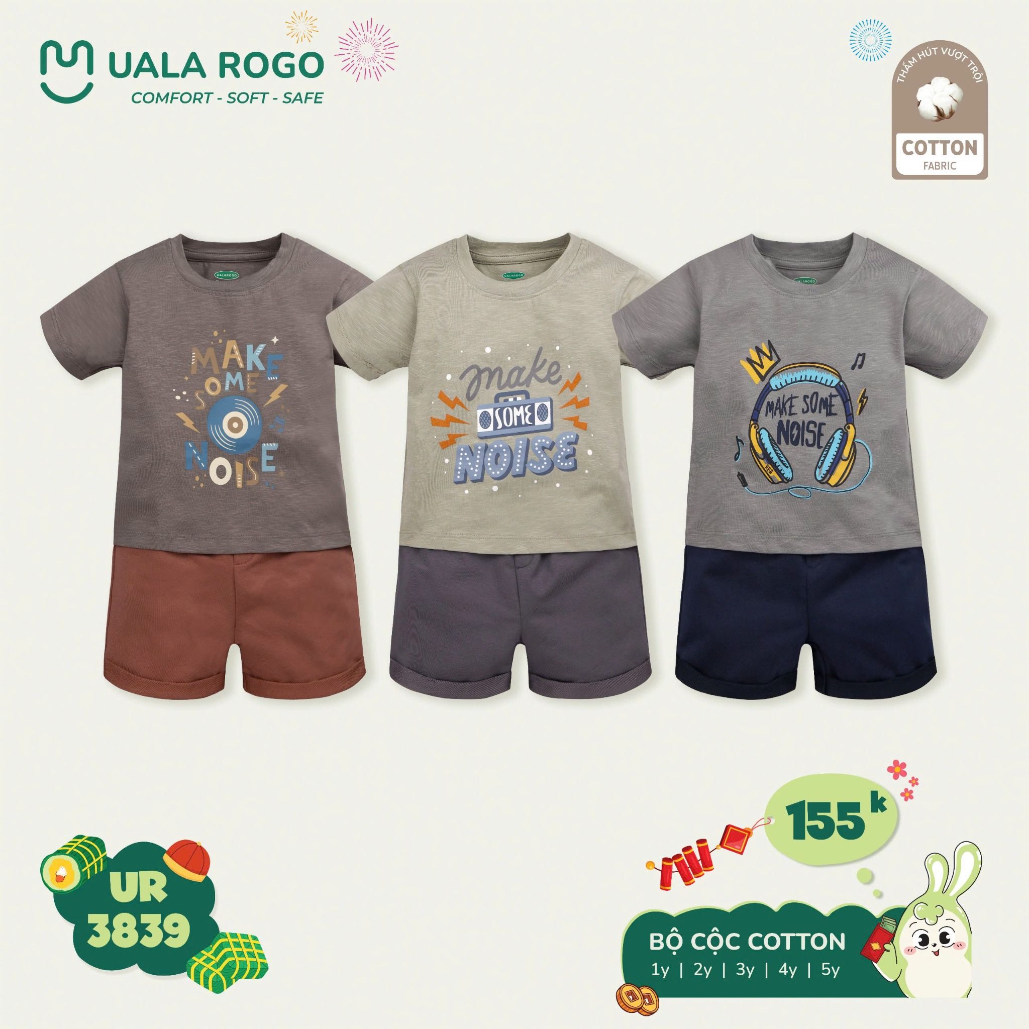 Bộ Cộc Tay Cotton Cho Bé UR 3839