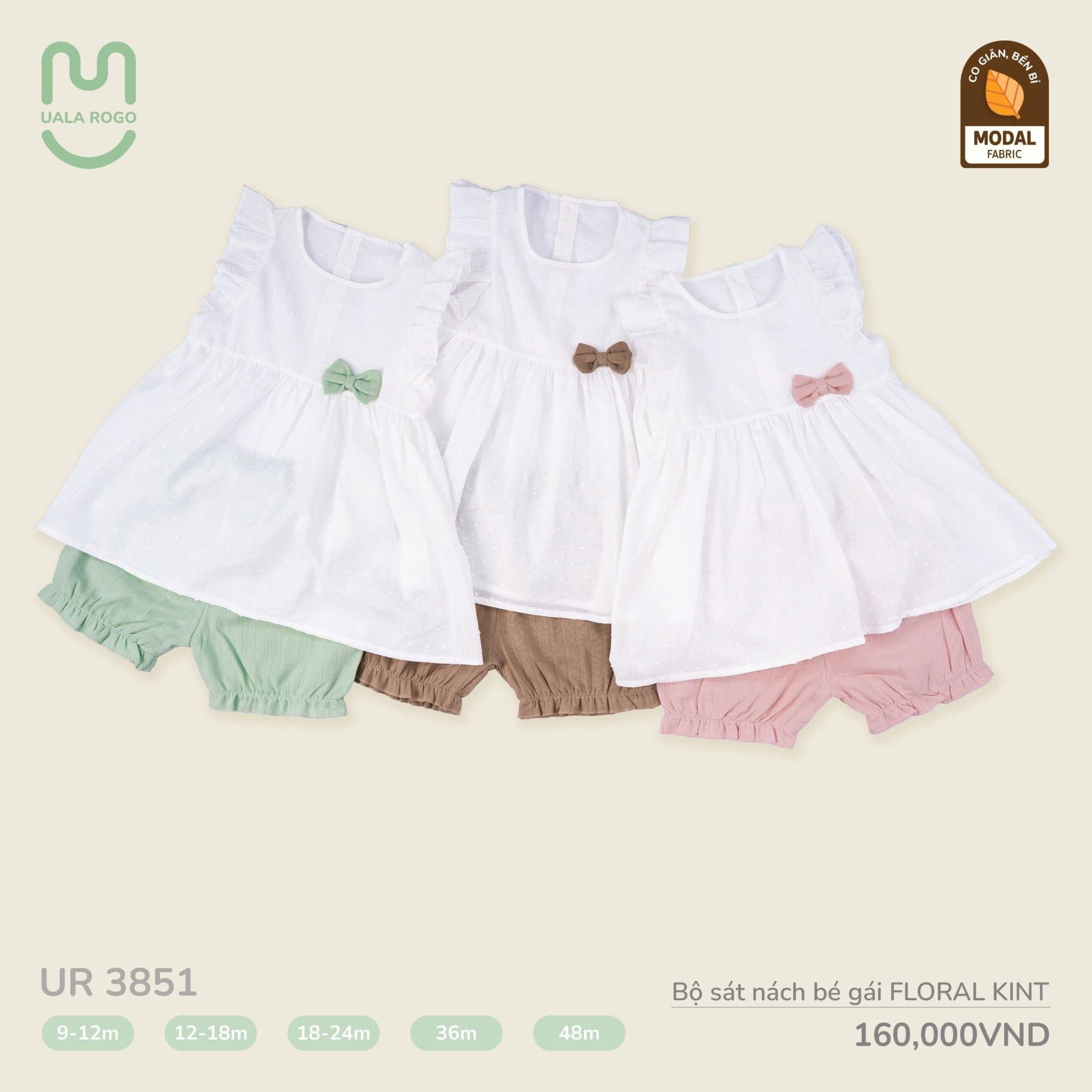 Bộ Sát Nách Bé Gái Floral Knit UR 3851
