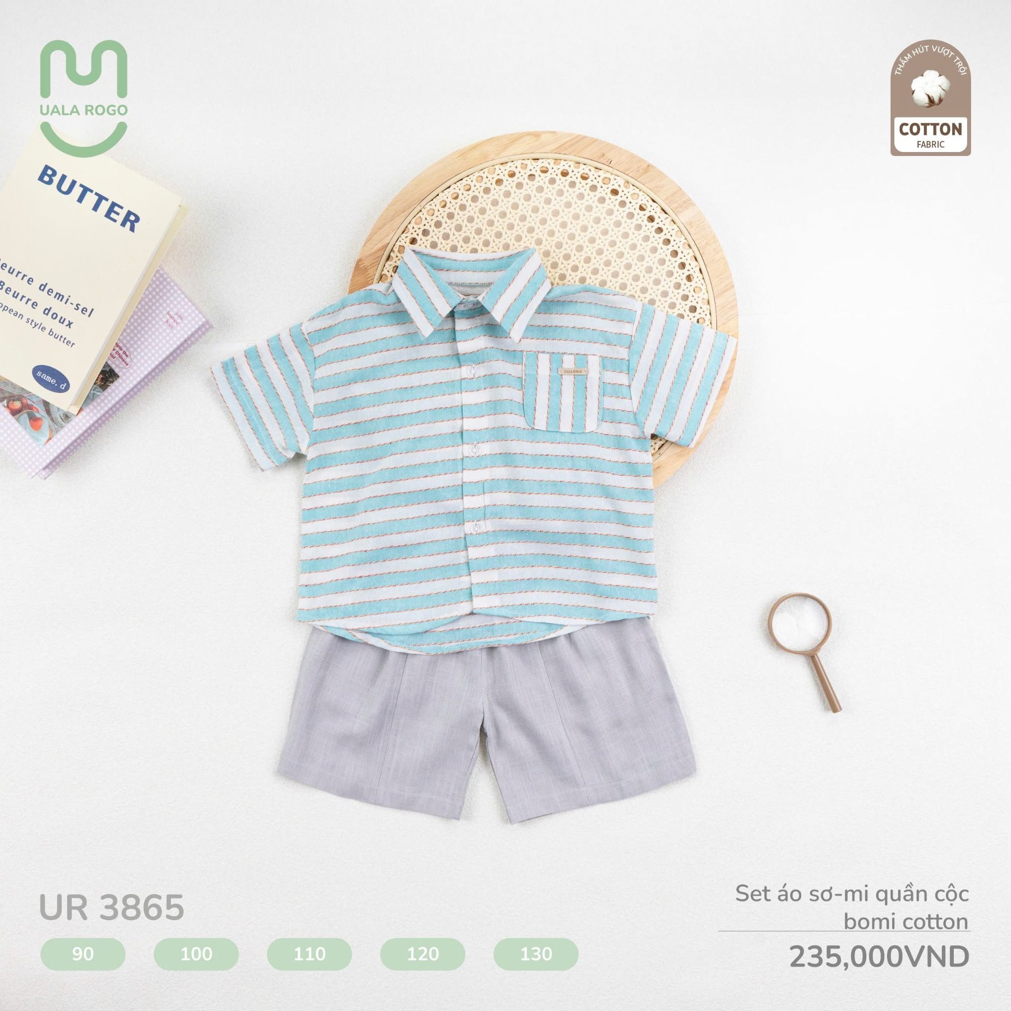 Set Áo Sơ Mi Quần Cộc Bomi Cotton UR 3865