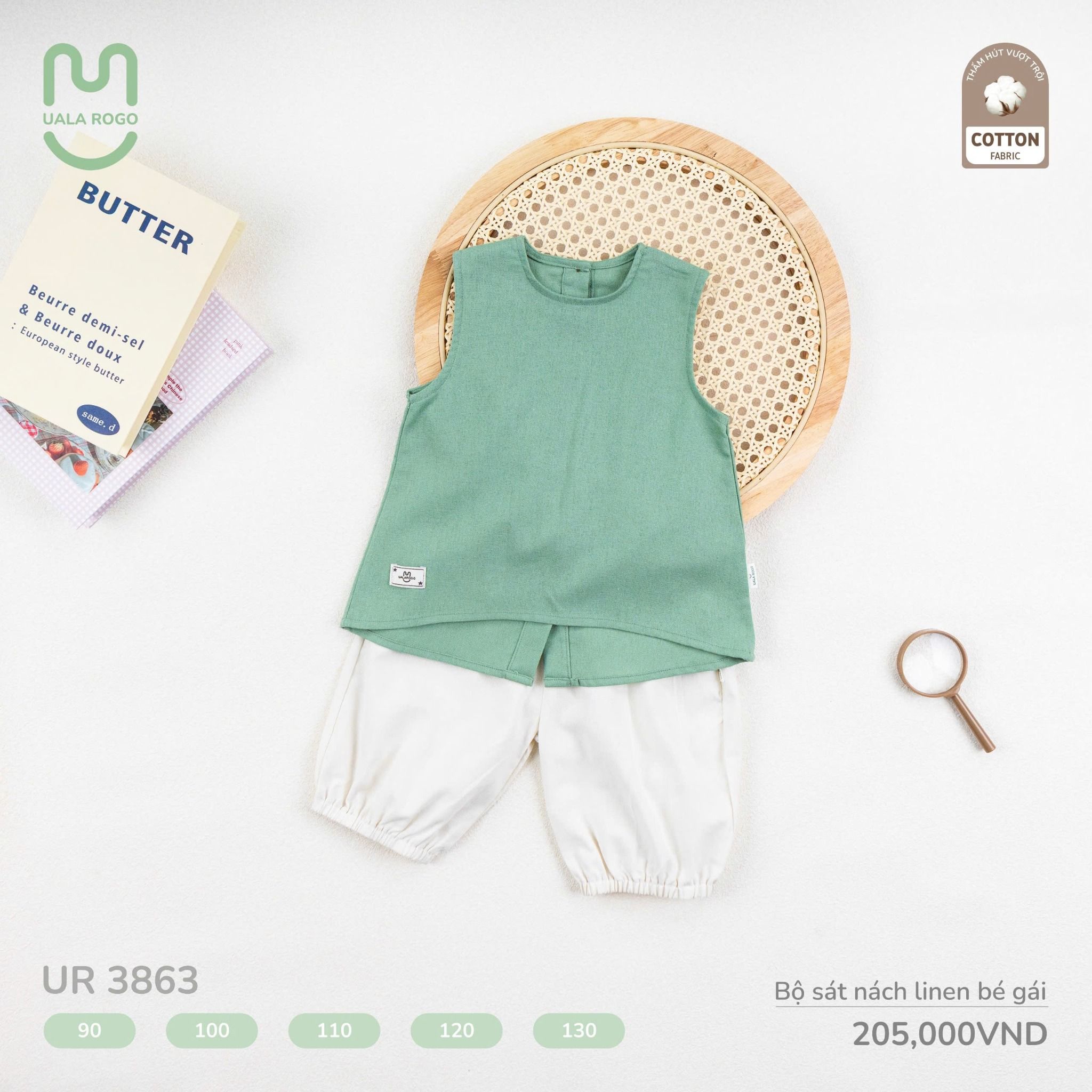 Bộ Sát Nách Linen Bé Gái UR 3863