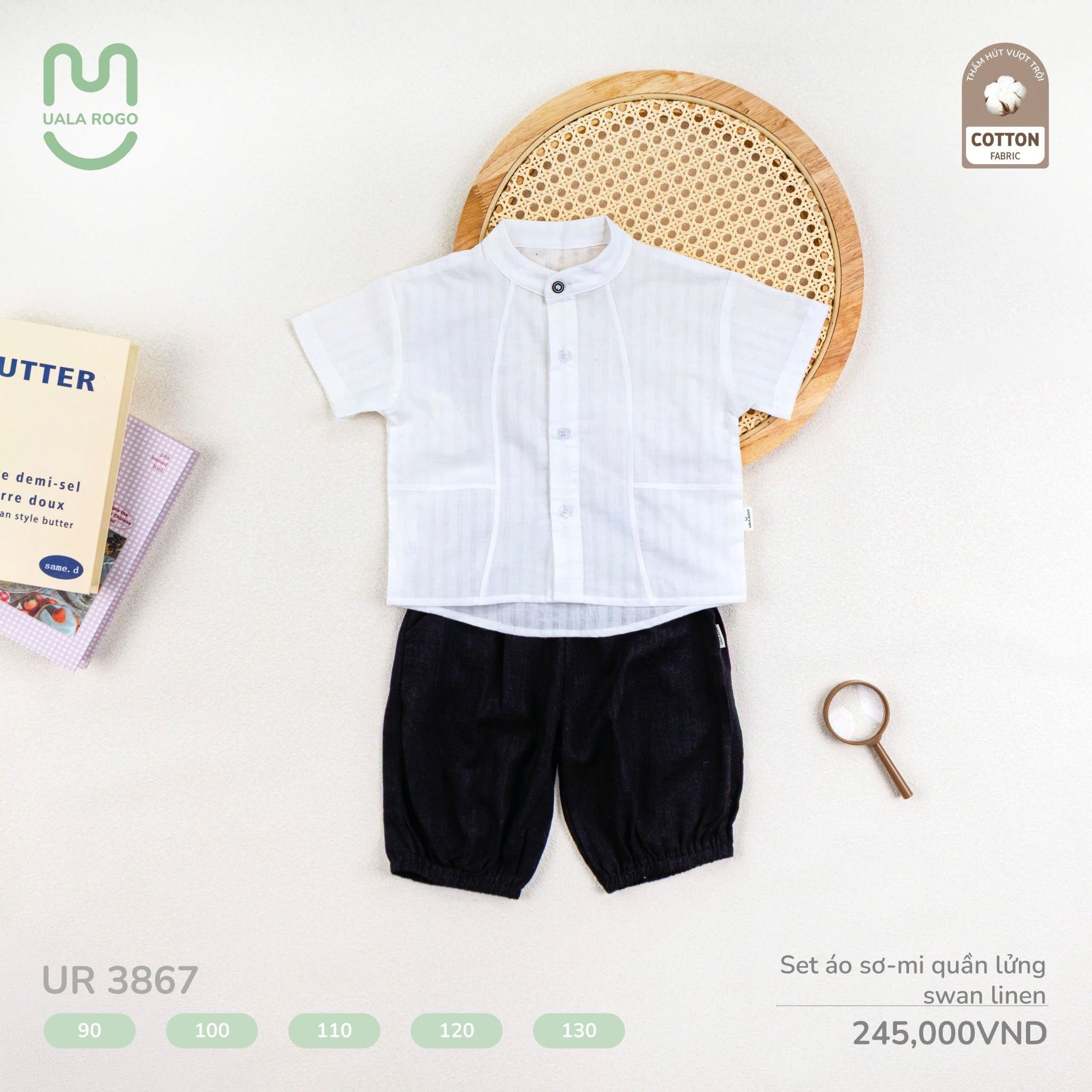 Set Áo Sơ Mi Quần Lửng Swan Linen MS 3867