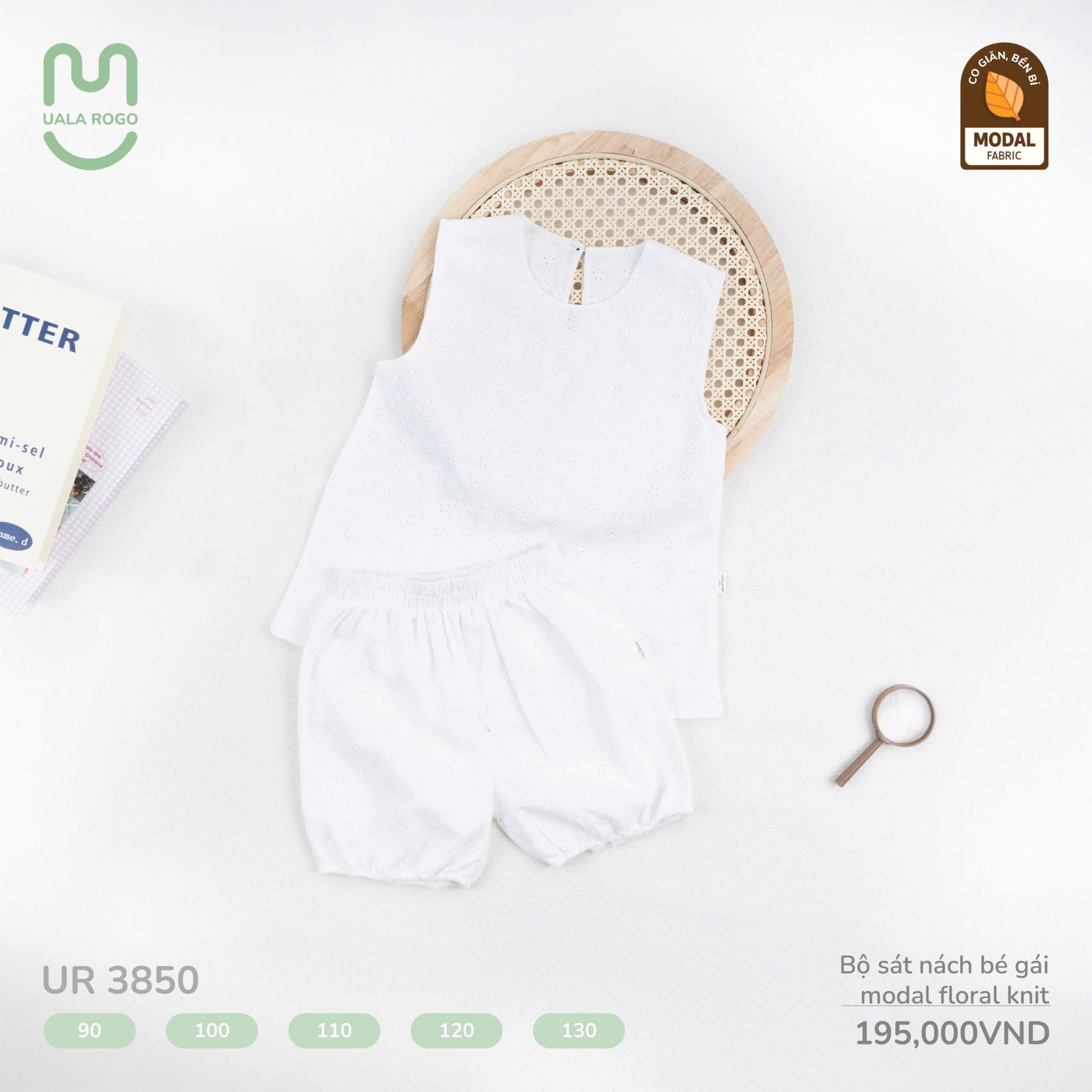 Bộ Sát Nách Bé Gái Modal Floral Knit UR 3850