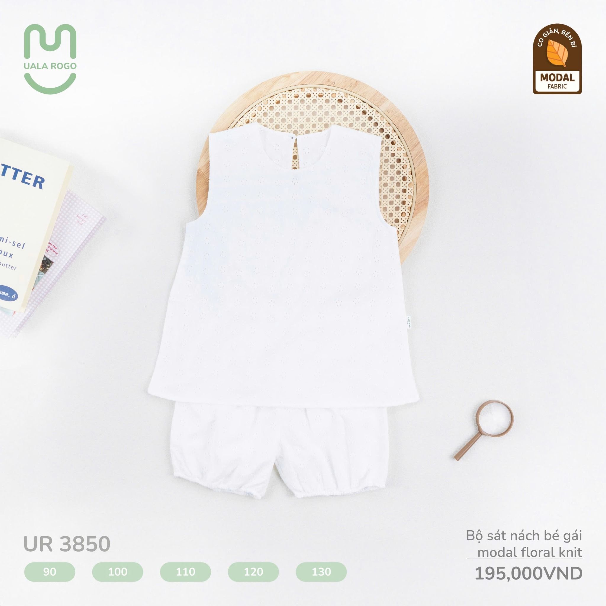 Bộ Sát Nách Bé Gái Modal Floral Knit UR 3850
