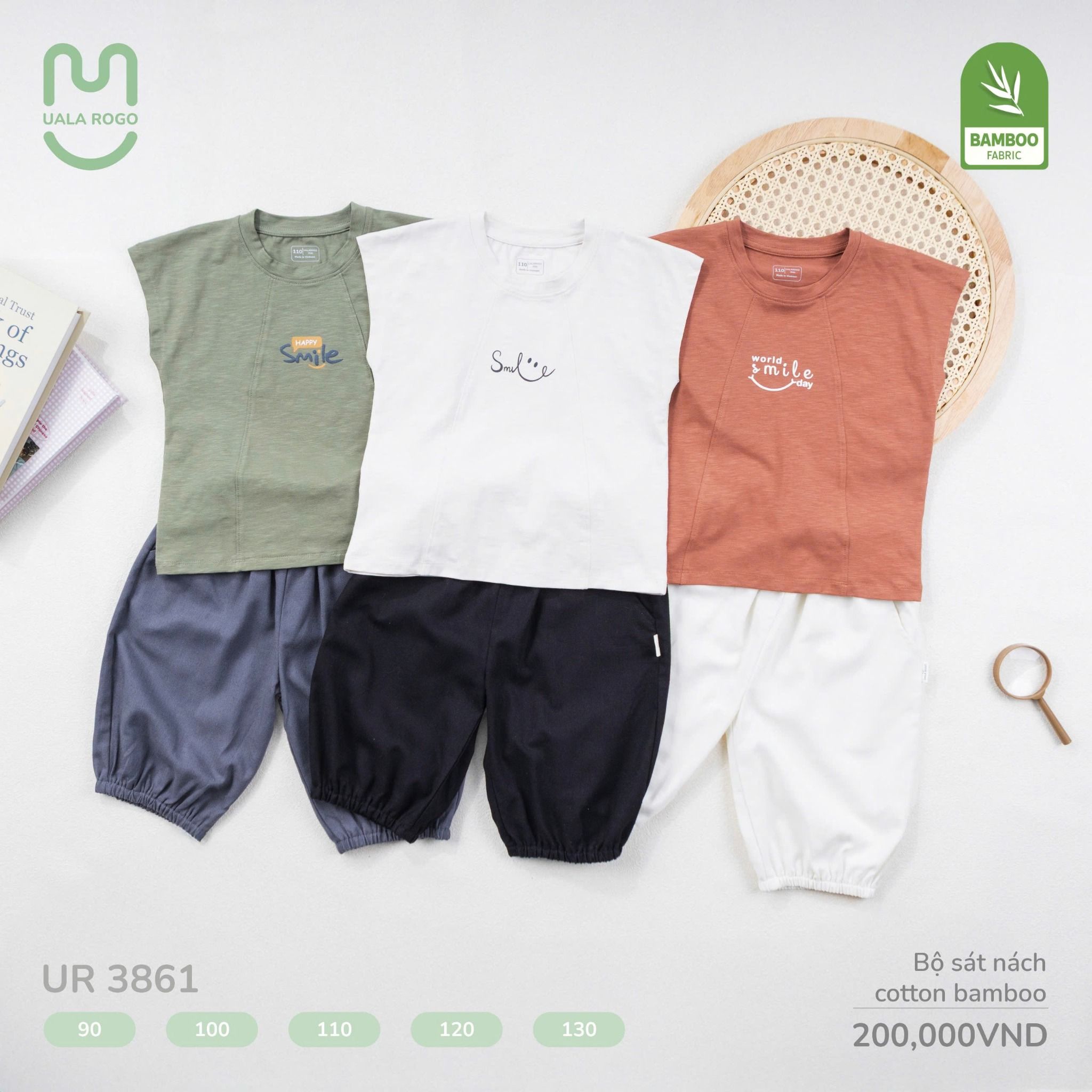 Bộ Sát Nách Cotton Bamboo Cho Bé UR 3861