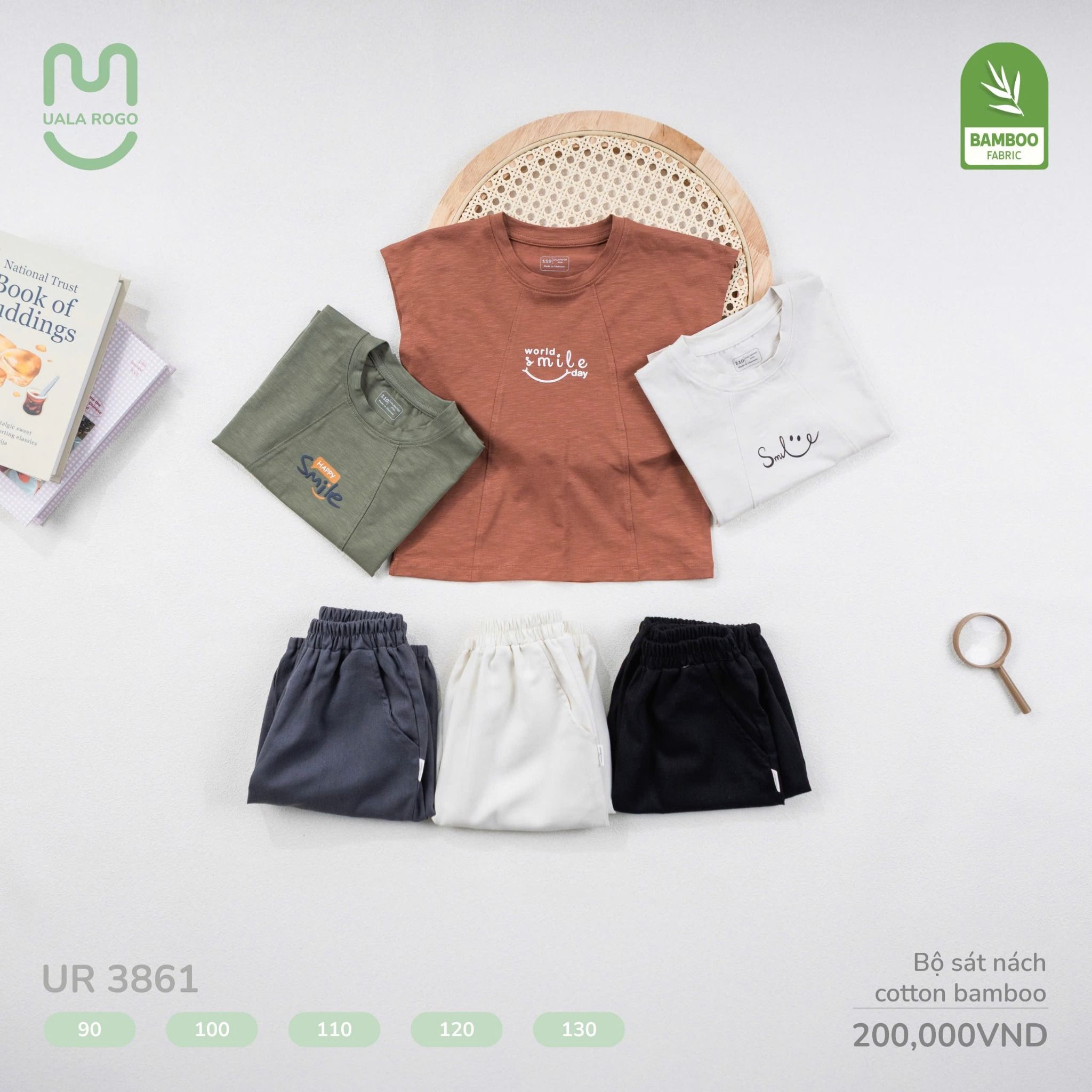 Bộ Sát Nách Cotton Bamboo Cho Bé UR 3861