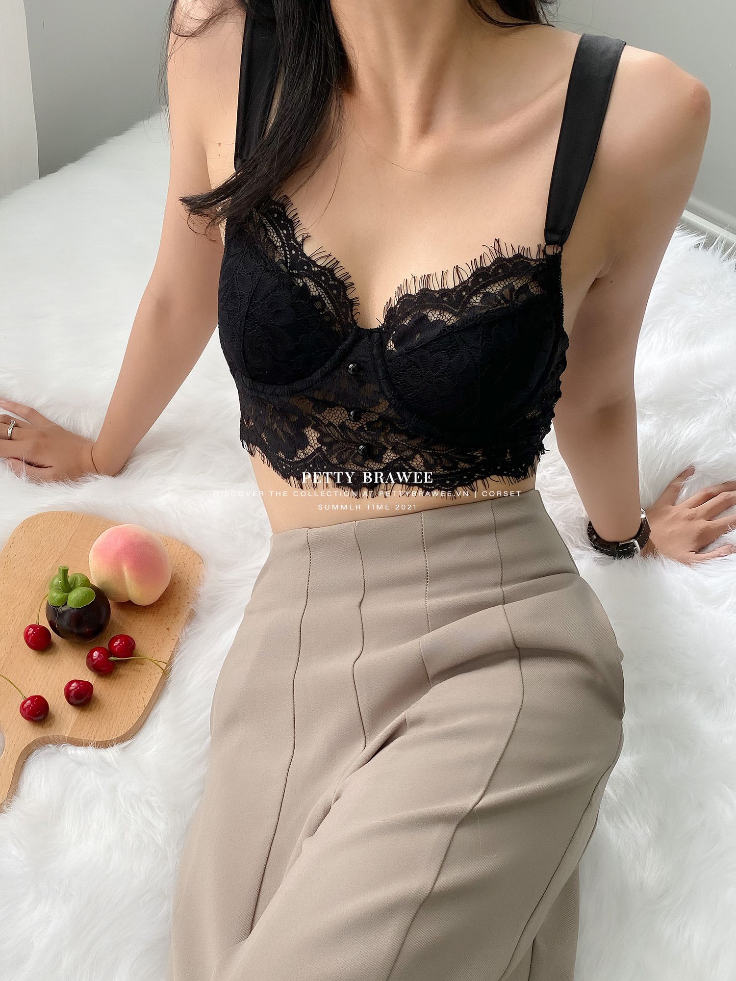 Beck Corset - Set Đồ Lót Petty Brawee Ren Đen