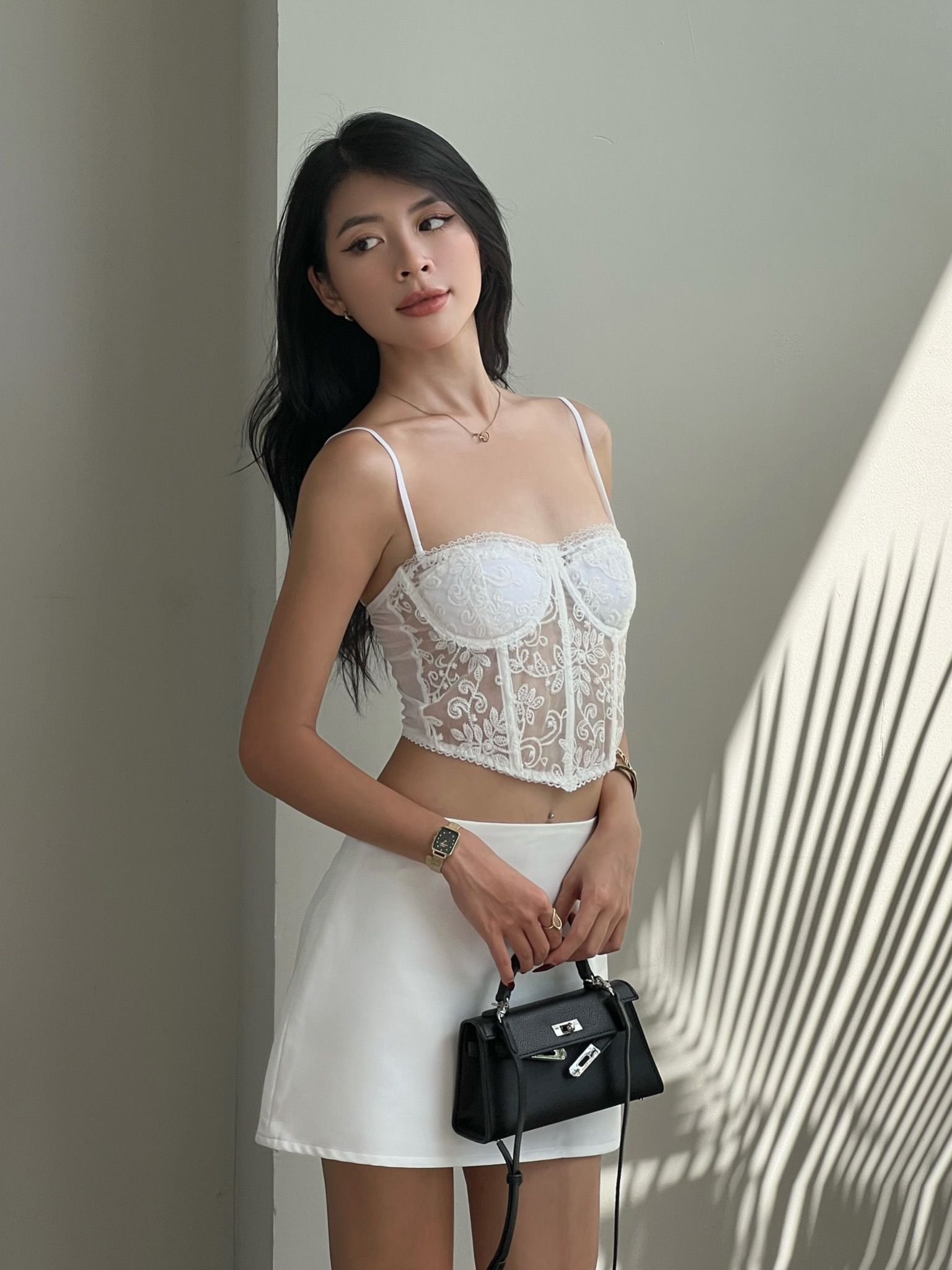 Emmi-W Corset - Áo Corset Petty Brawee Ren Trắng