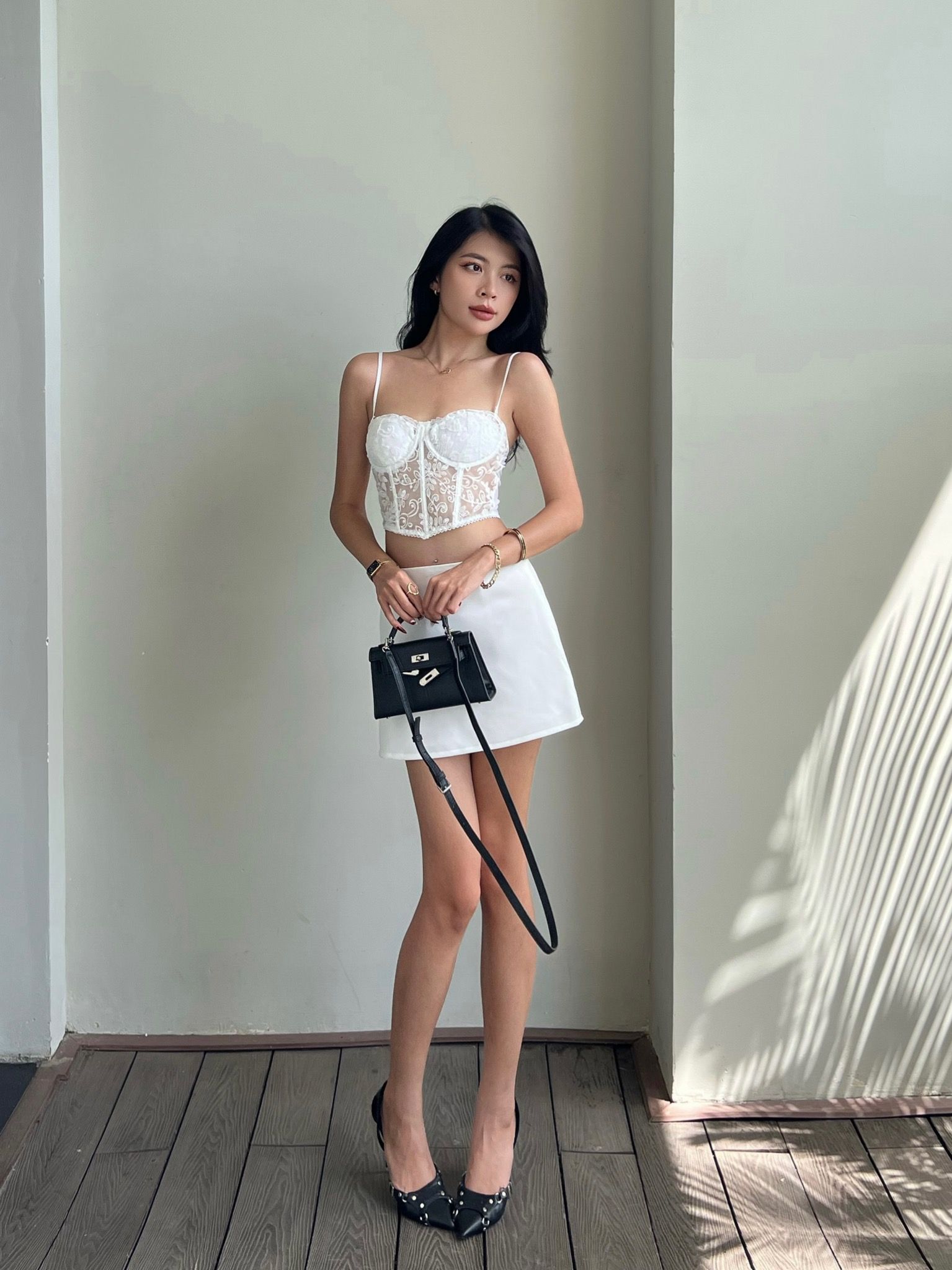 Emmi-W Corset - Áo Corset Petty Brawee Ren Trắng
