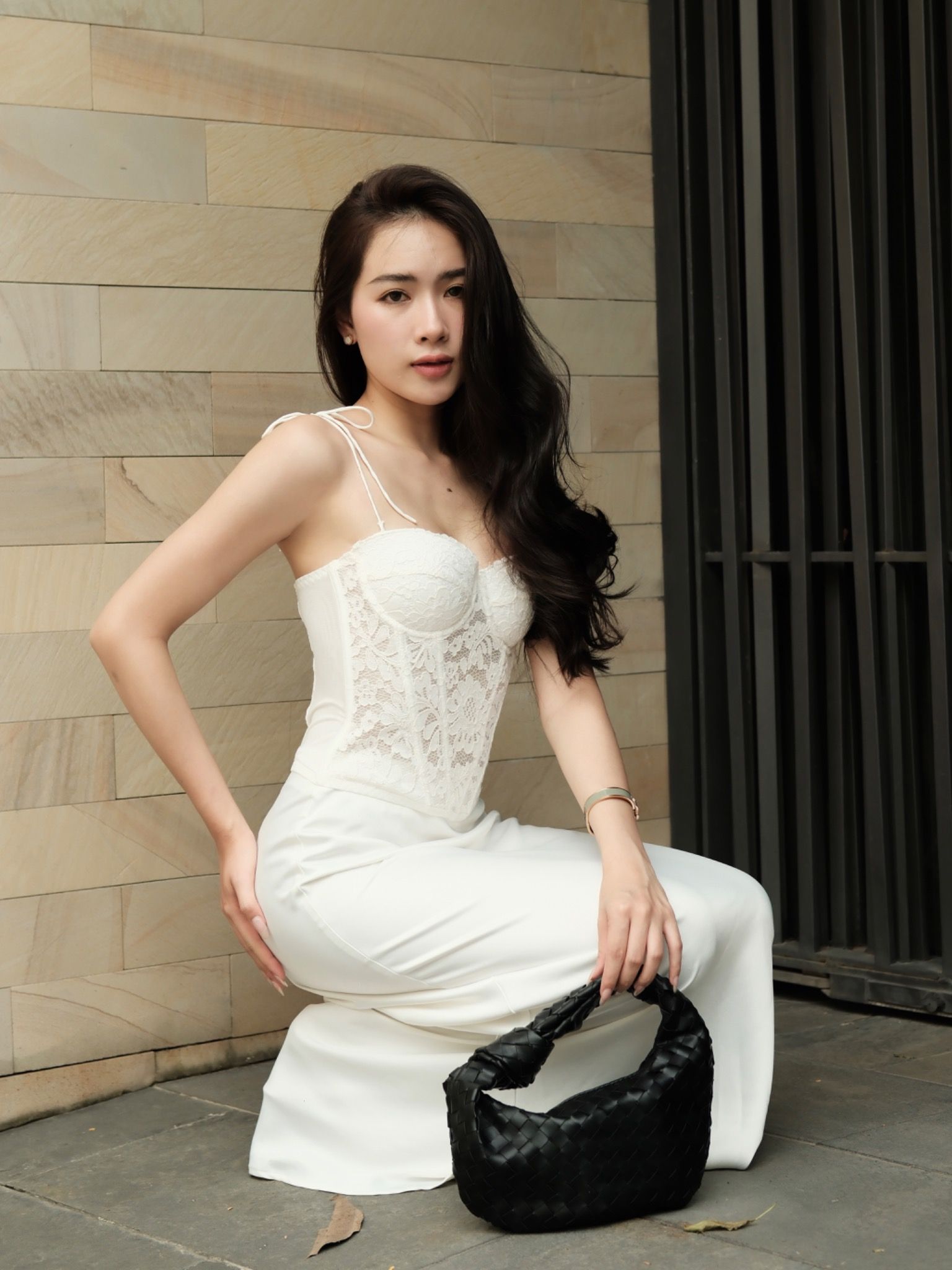 Victoria Corset - Áo Corset Petty Brawee Ren Trắng