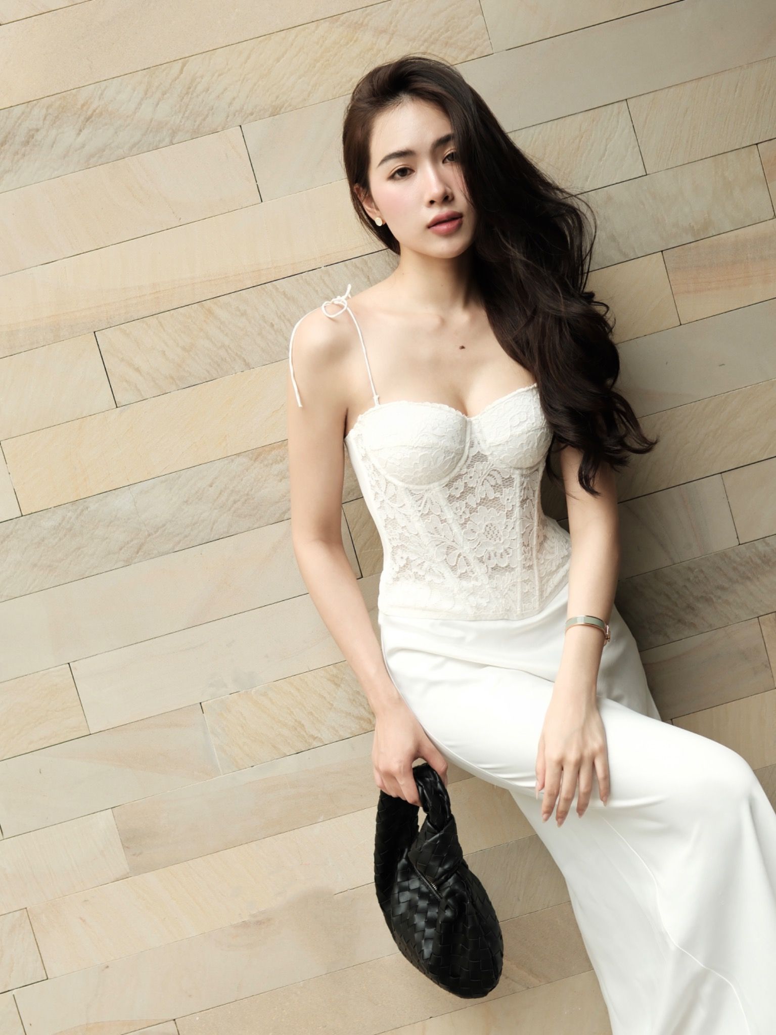 Victoria Corset - Áo Corset Petty Brawee Ren Trắng
