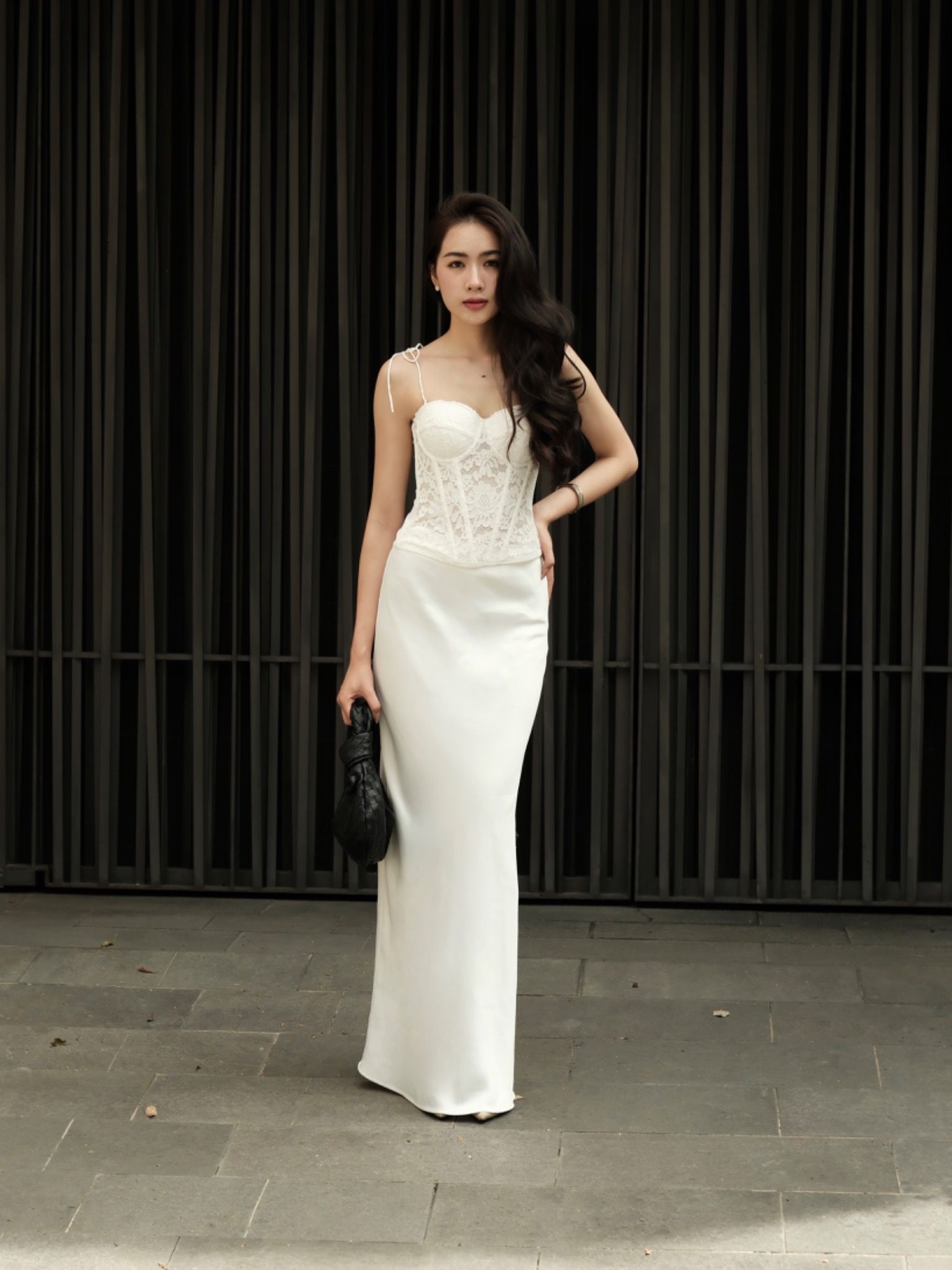 Victoria Corset - Áo Corset Petty Brawee Ren Trắng