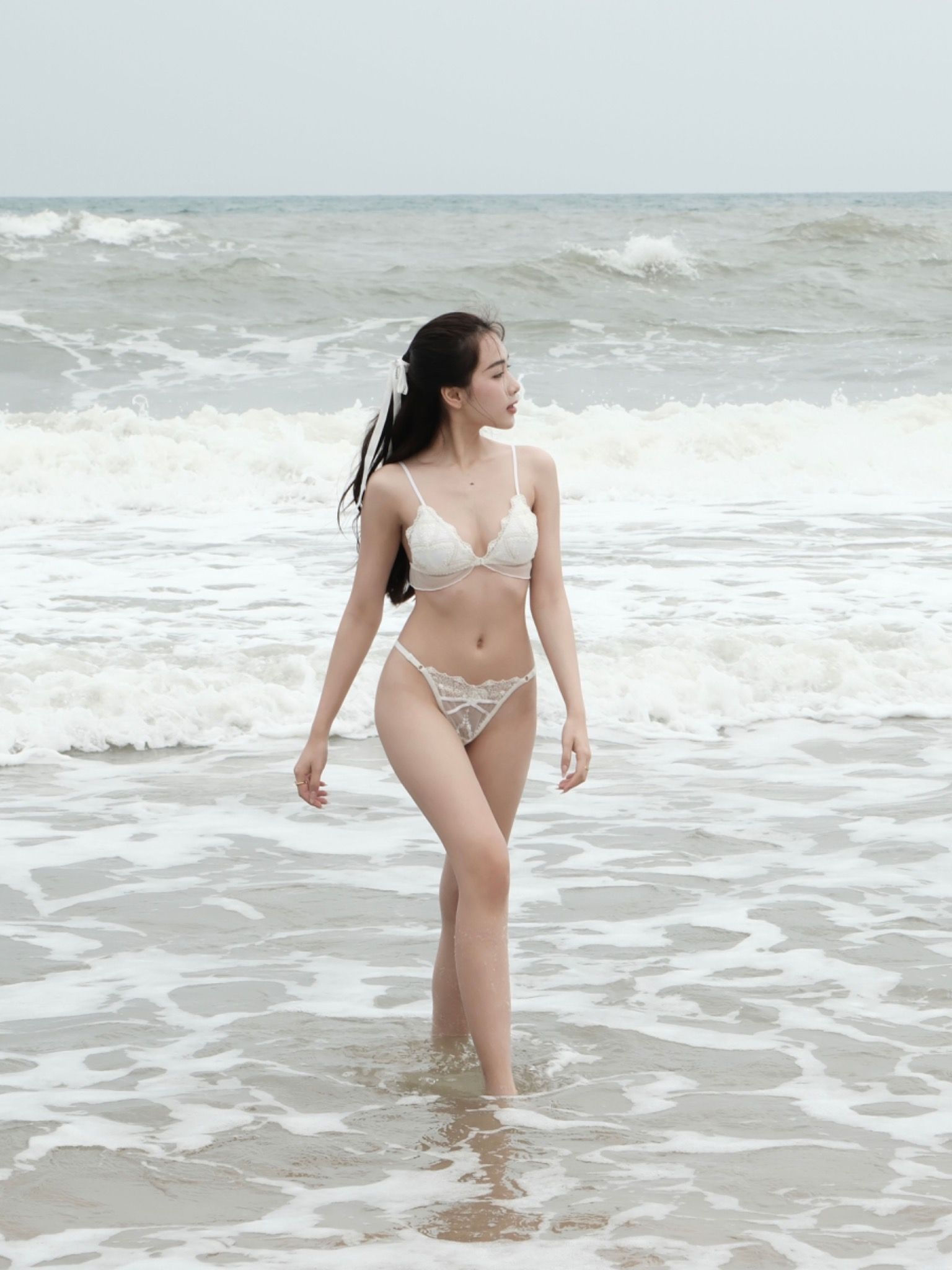 Lollita - Set Đồ Lót Petty Brawee Ren Thêu Trắng