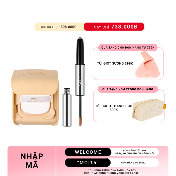 Bộ Đôi M.O.I Phấn Nước Baby Skin Cushion Và Bút Trang Điểm 2 Đầu