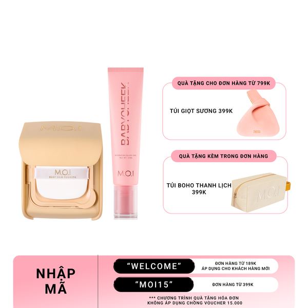 Bộ Đôi Phấn Nước M.O.I Baby Skin Cushion Và Má Hồng Sữa Baby Cheek