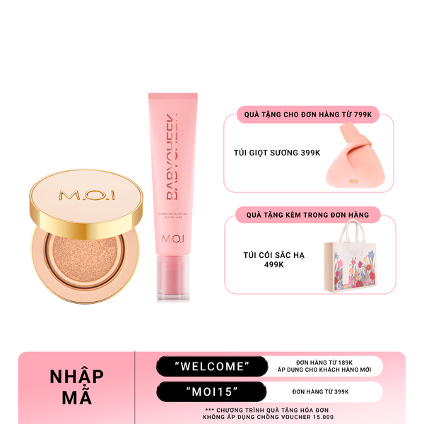 Bộ Đôi Phấn Nước M.O.I Premium Baby Skin Cushion Và Má Hồng Sữa Baby Cheek