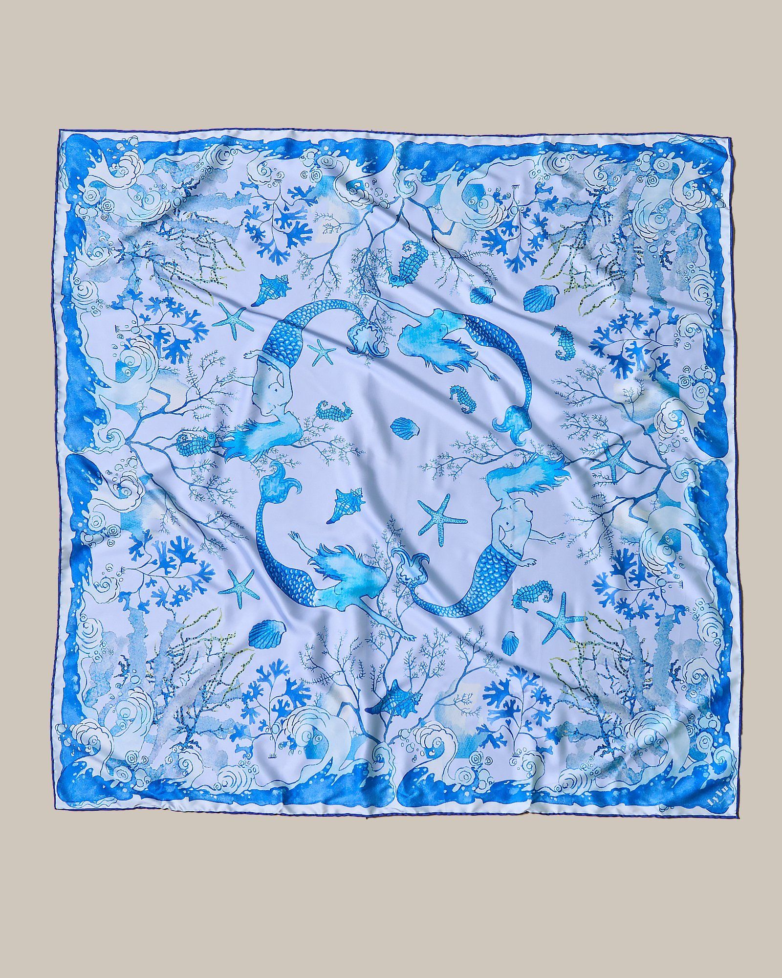 Khăn lụa vuông Born in Blue - 90x90cm - CR_2104
