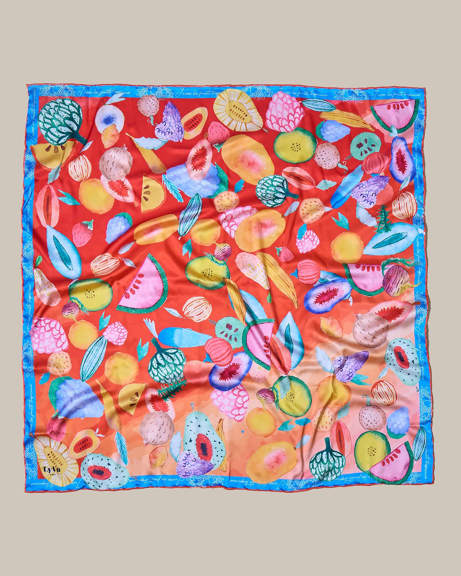 Khăn lụa vuông 90x90 (new) - LES FRUITS