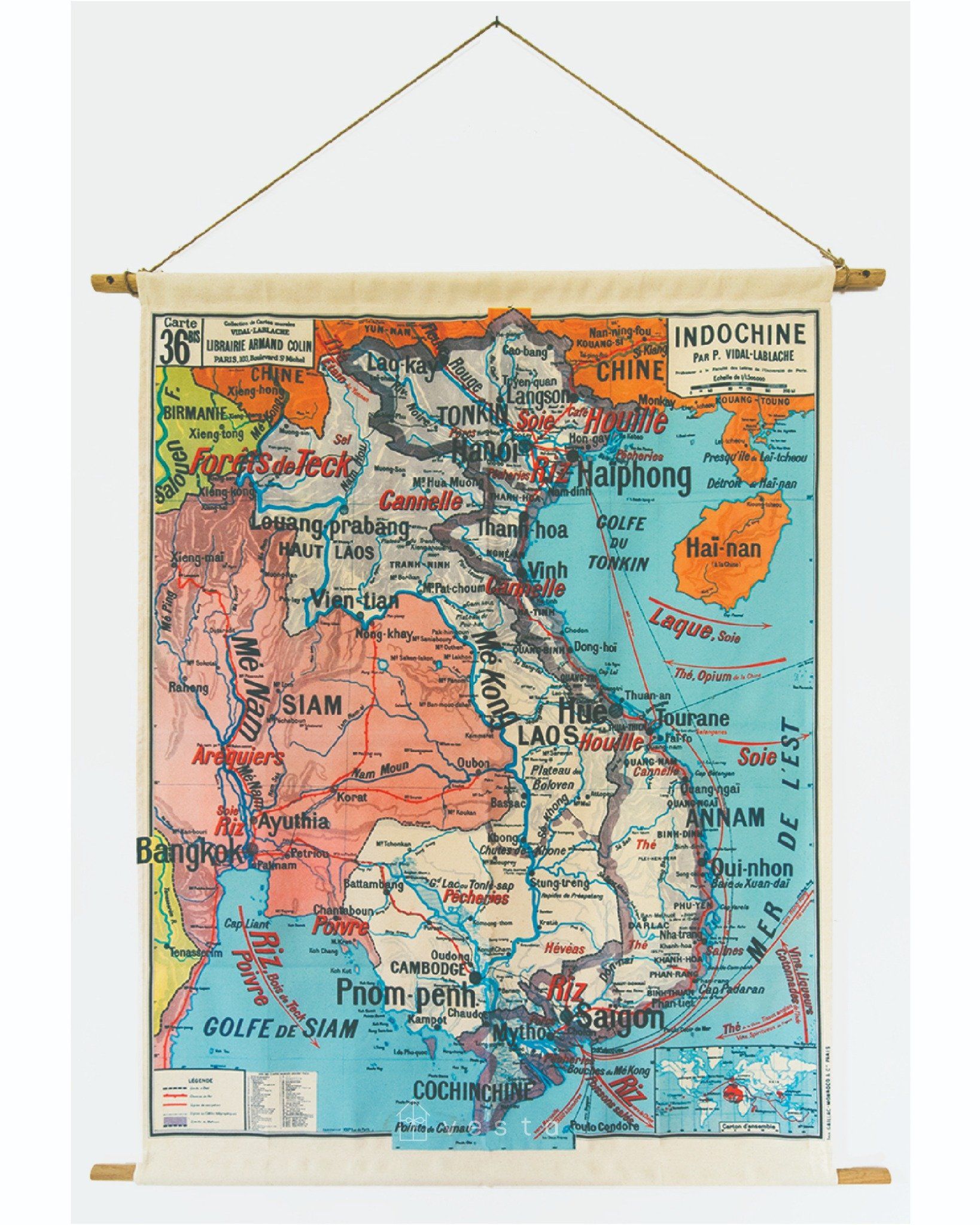 'Indochina & Siam' Hanging Map - CTT0001