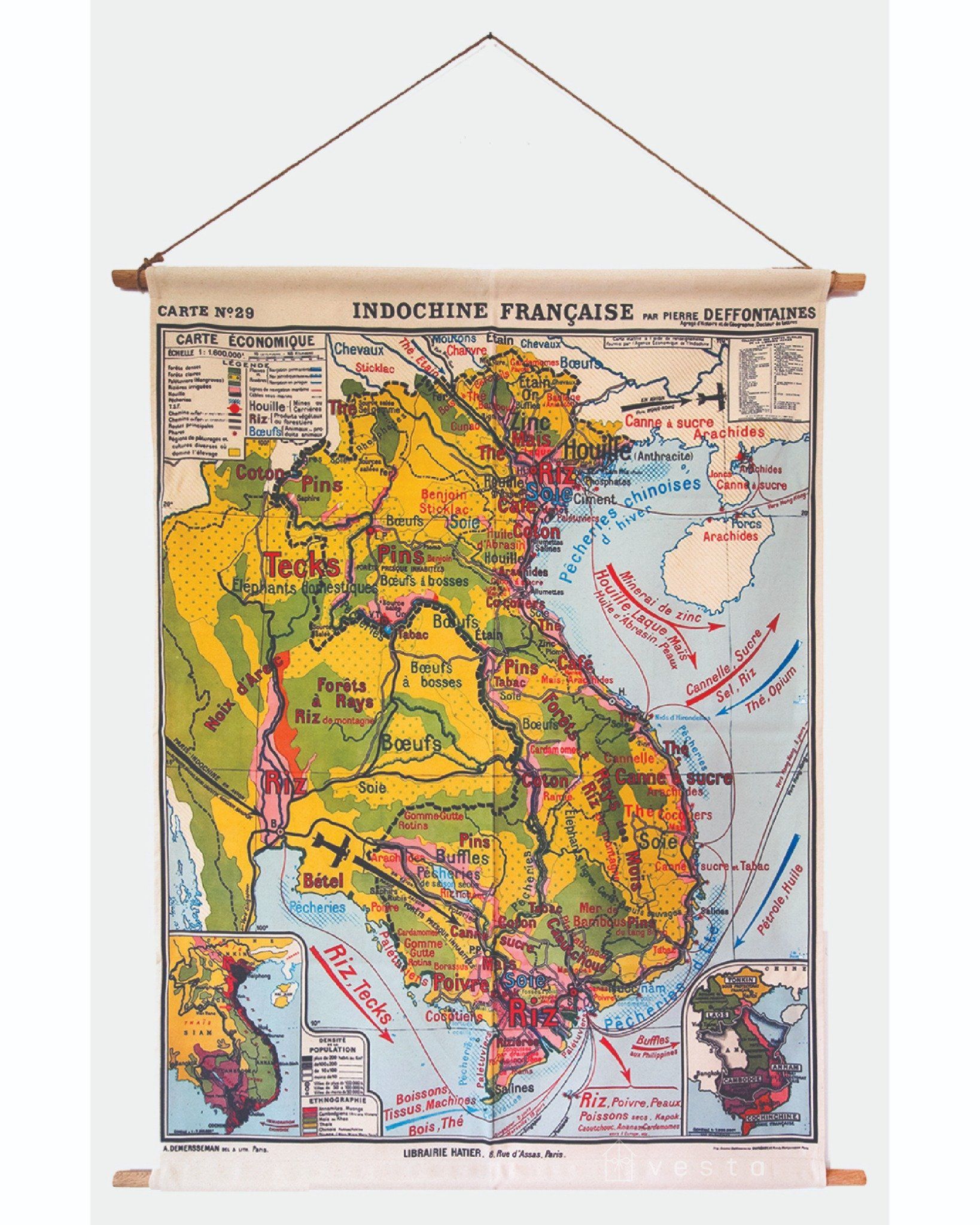 'Indochina & Siam' Hanging Map - CTT0002