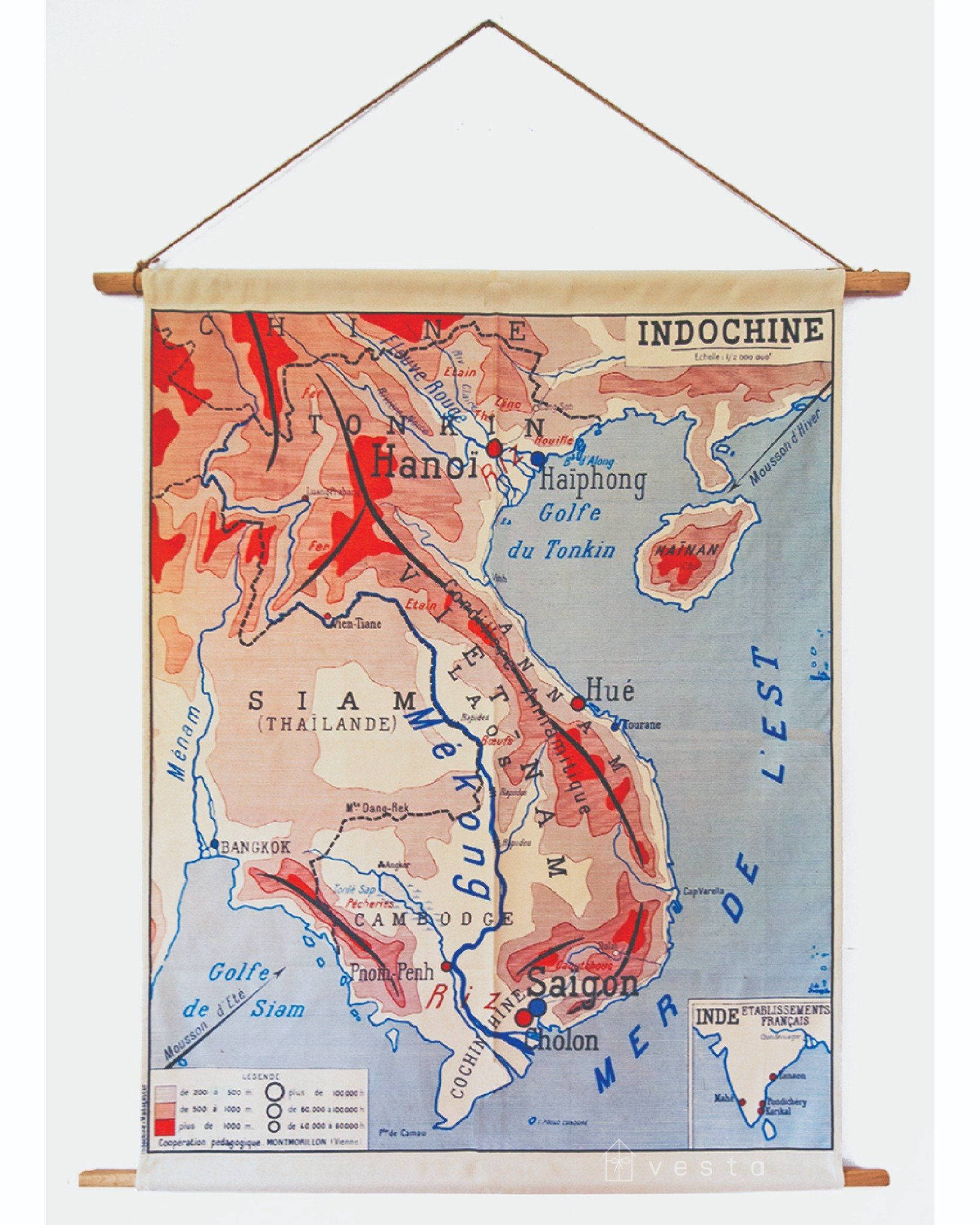 'Indochina & Siam' Hanging Map - CTT0003