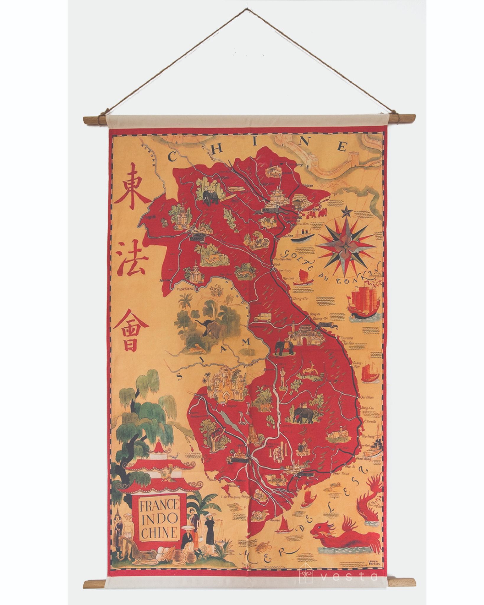  'Indochina' Hanging Map - CTT0004 