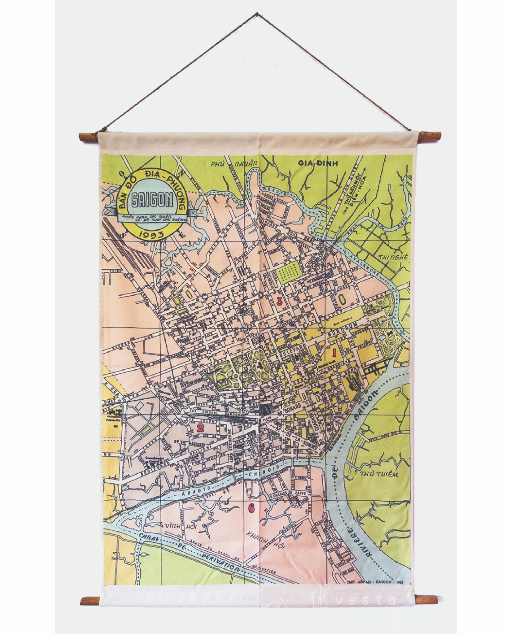 'Saigon 1953' Hanging Map - CTT0011