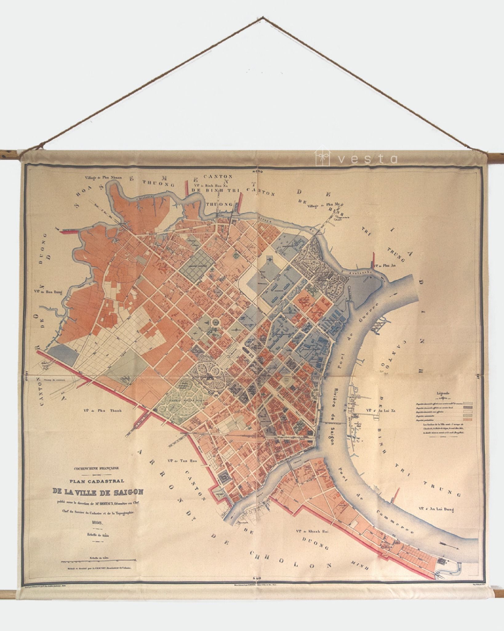 'Saigon 1898' Hanging Map - CTT0013