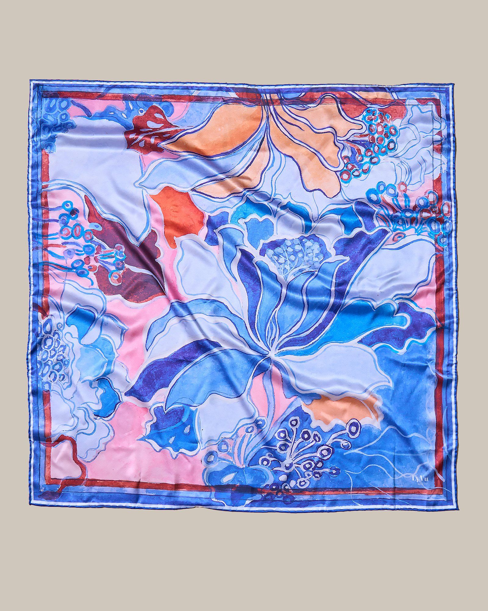 Khăn lụa vuông Flower Fantasy 1 - 90x90cm - CR_2202