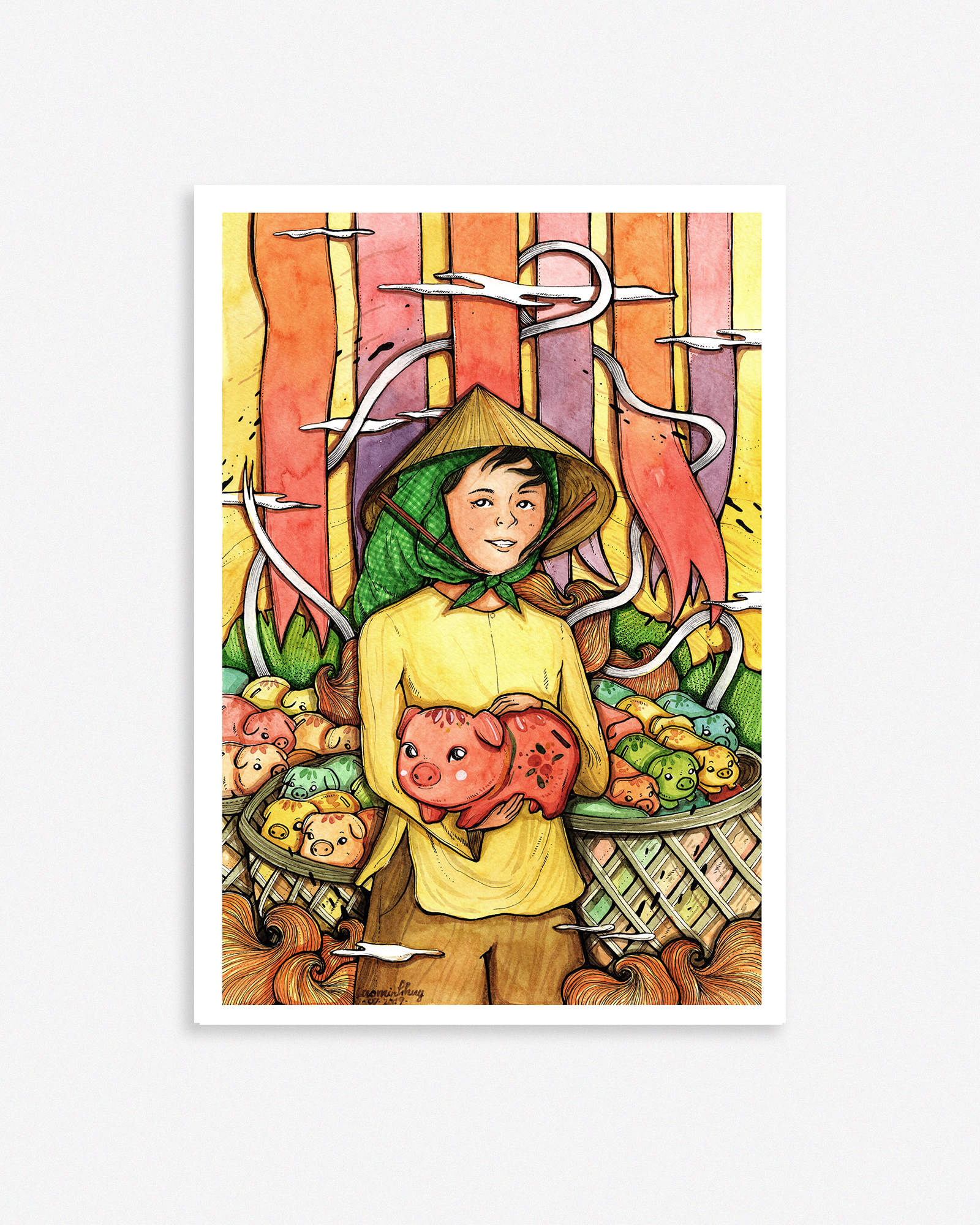 Pottery Pig Village Poster - Làng Gốm Heo Đất