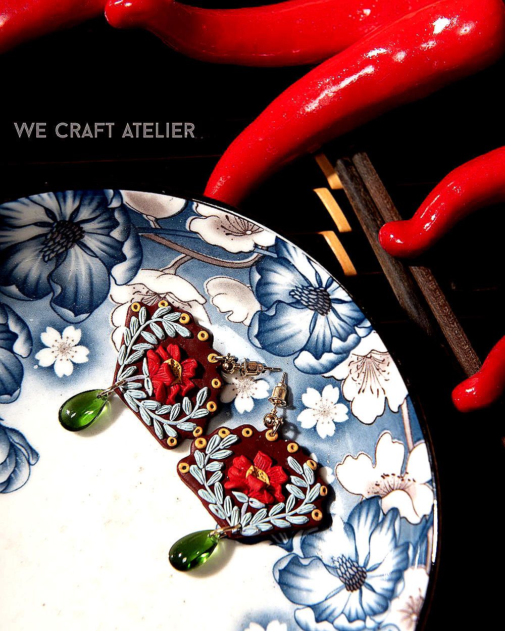 Red Flowers Earrings