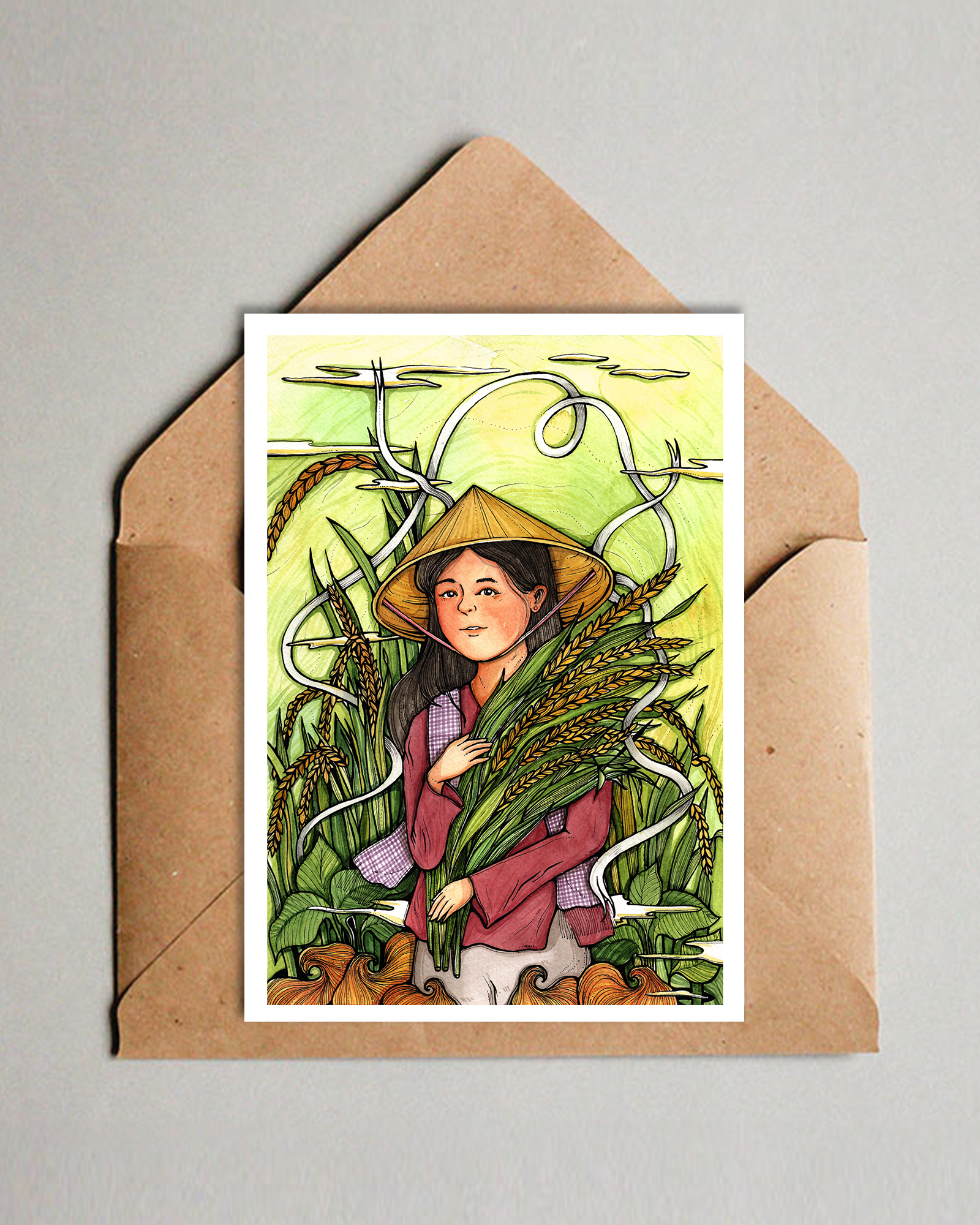 Harvesting Postcard - Gặt Lúa