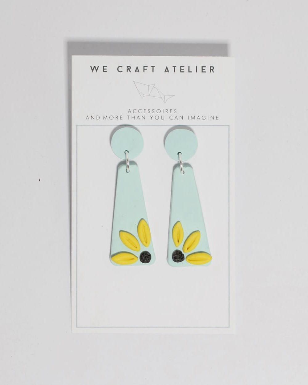 Green Yellow Flowers Earrings