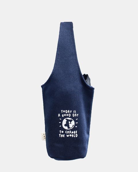  Blue - Today Is A Good Day To Change The World Canvas One-strap Cup Holder 