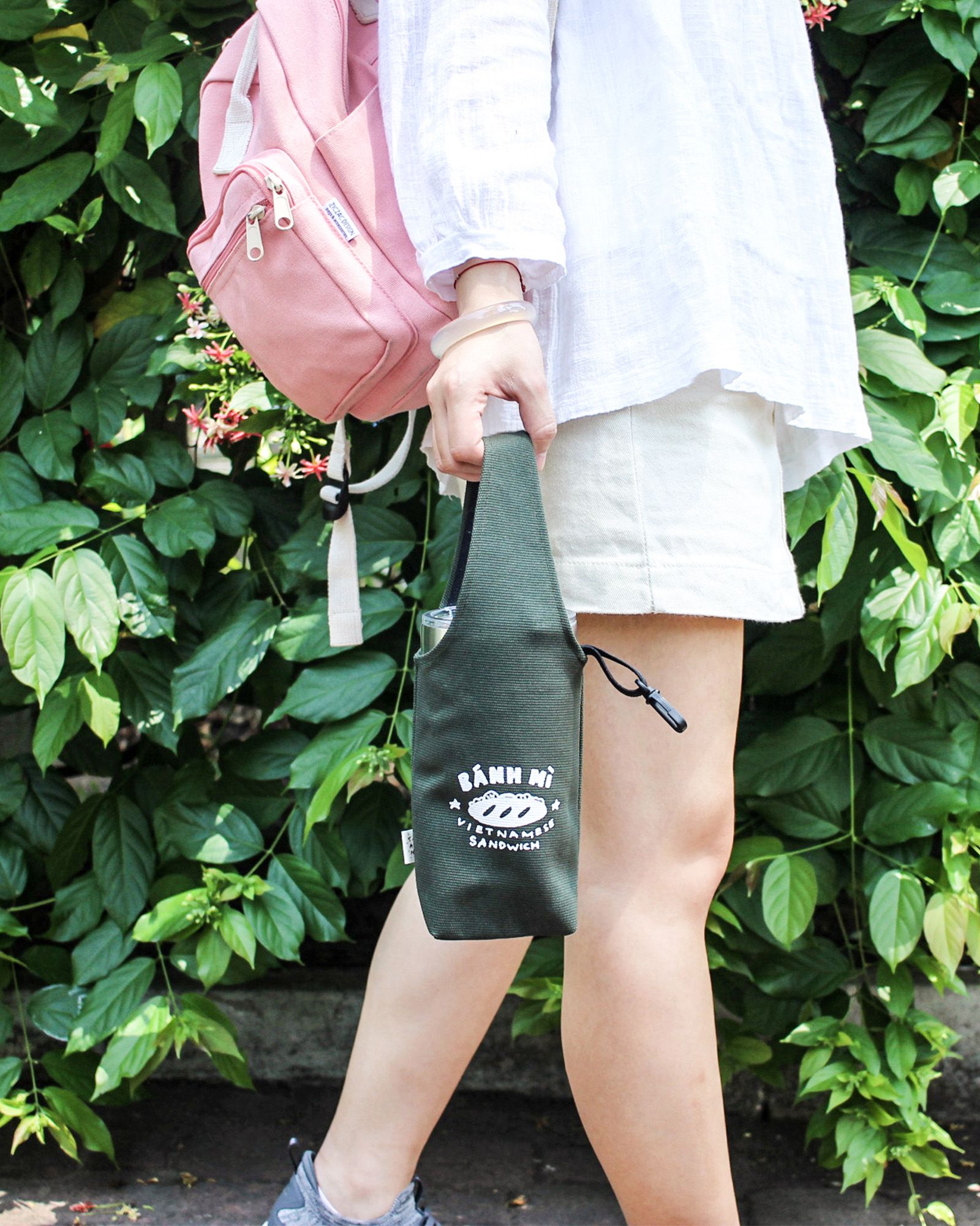 Green - Bánh Mì Canvas One-strap Cup Holder