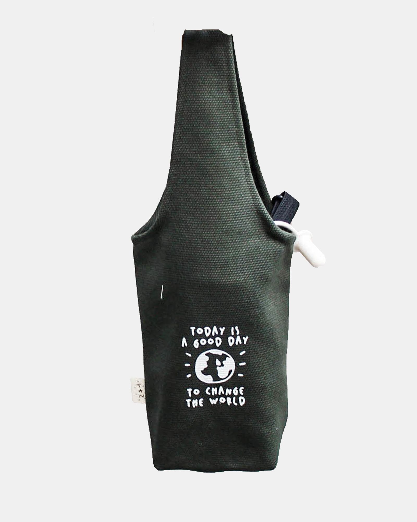  Green - Today Is A Good Day To Change The World Canvas One-strap Cup Holder 