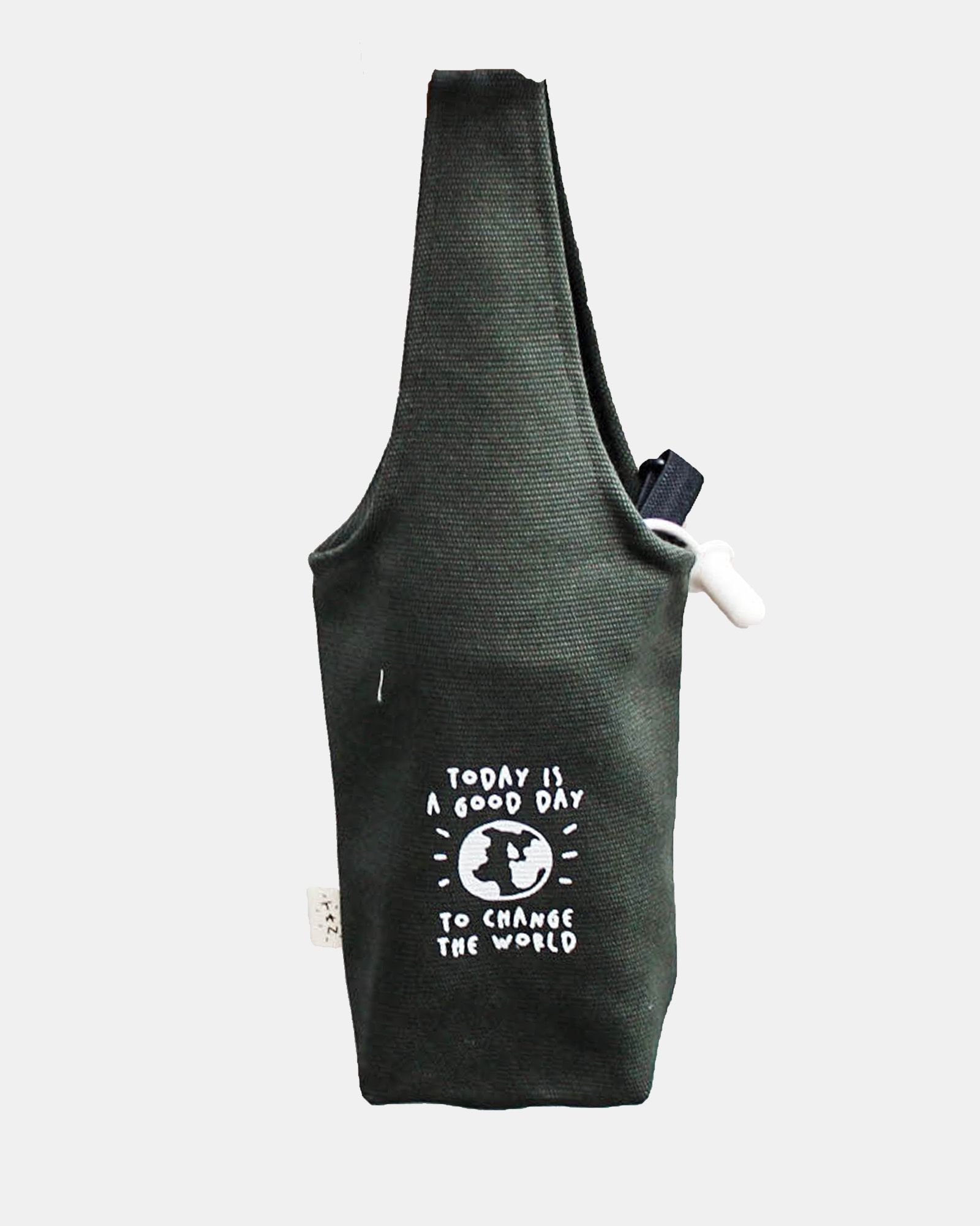 Green - Today Is A Good Day To Change The World Canvas One-strap Cup Holder