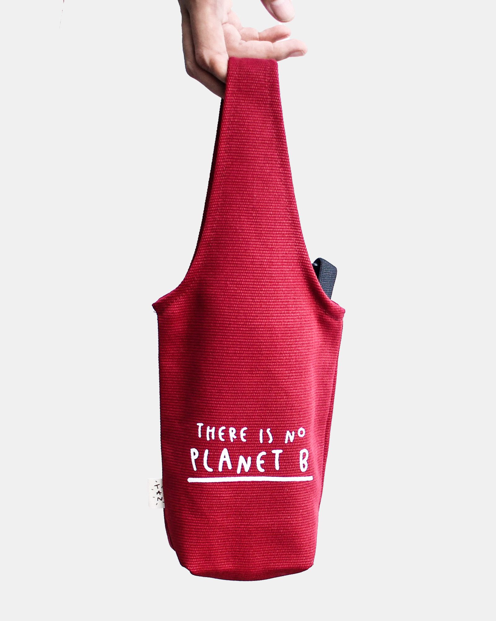 Red - There Is No Planet B Canvas One-strap Cup Holder