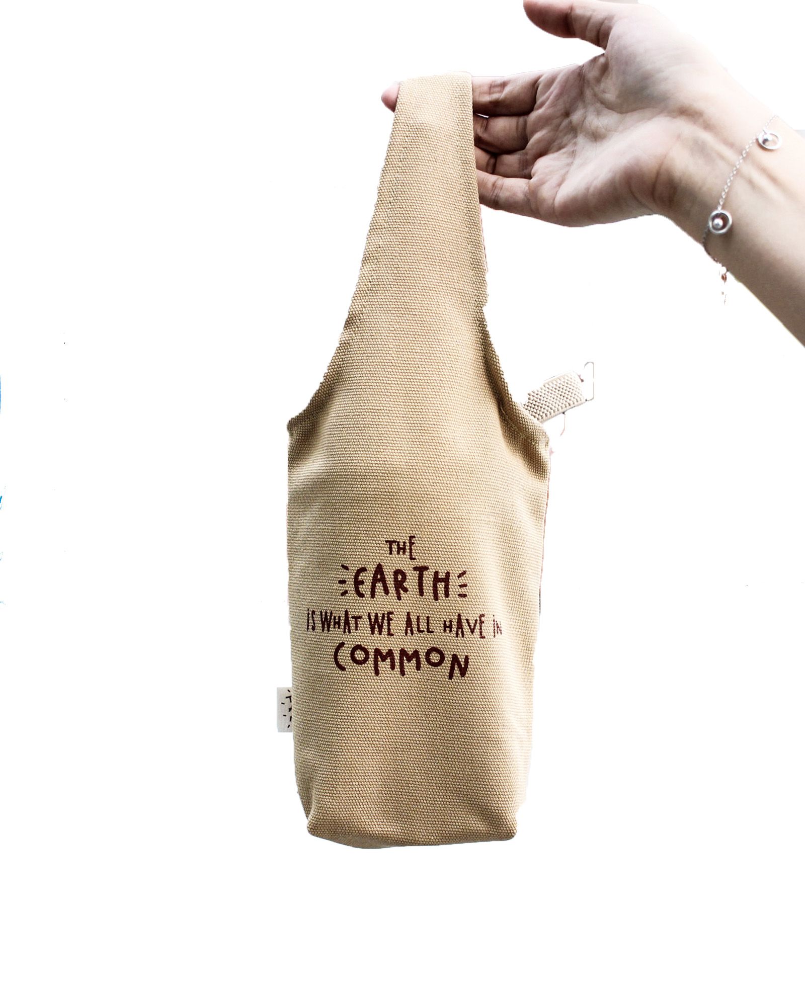 Yellow - The Earth Is What We All Have In Common Canvas One-strap Cup Holder